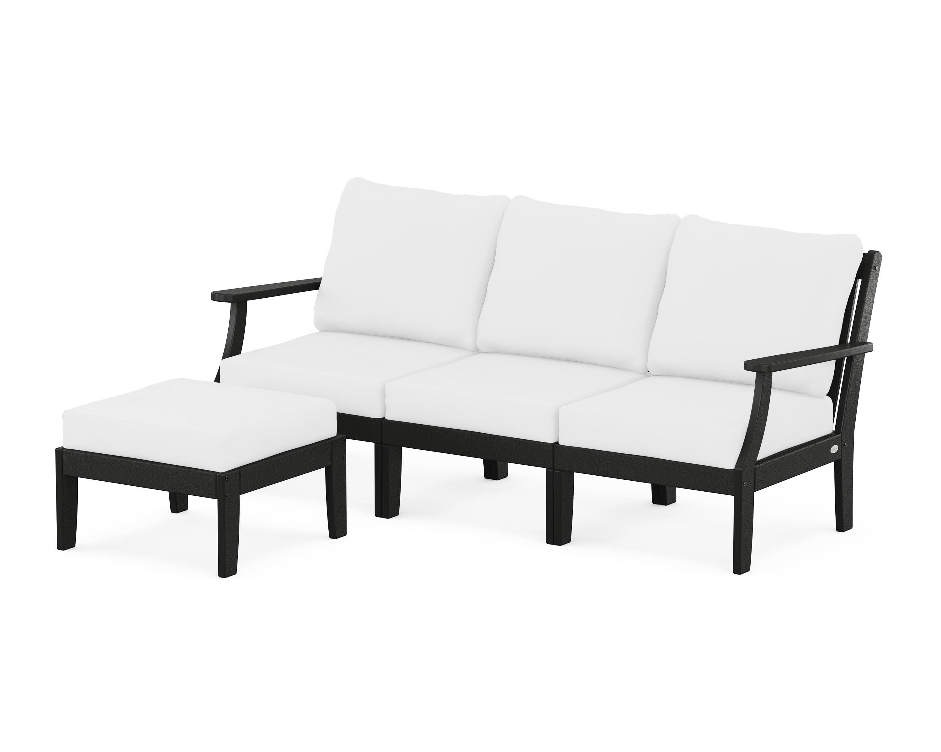 Braxton Modular 4-Piece Deep Seating Set with Ottoman in Black / Natural