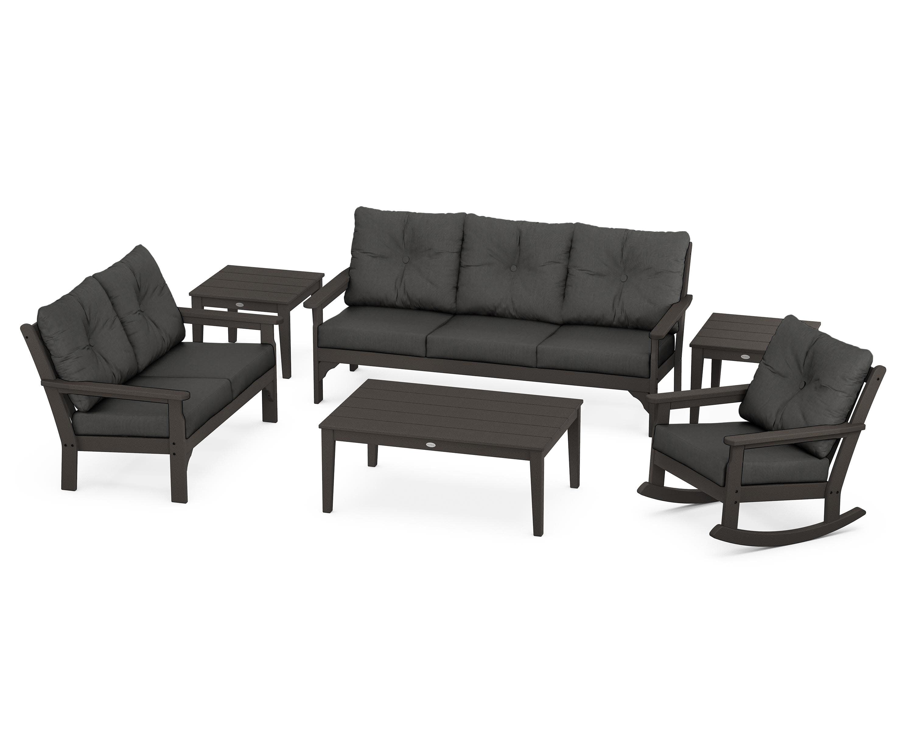 Vineyard 6-Piece Deep Seating Set in Vintage Coffee / Spectrum Carbon
