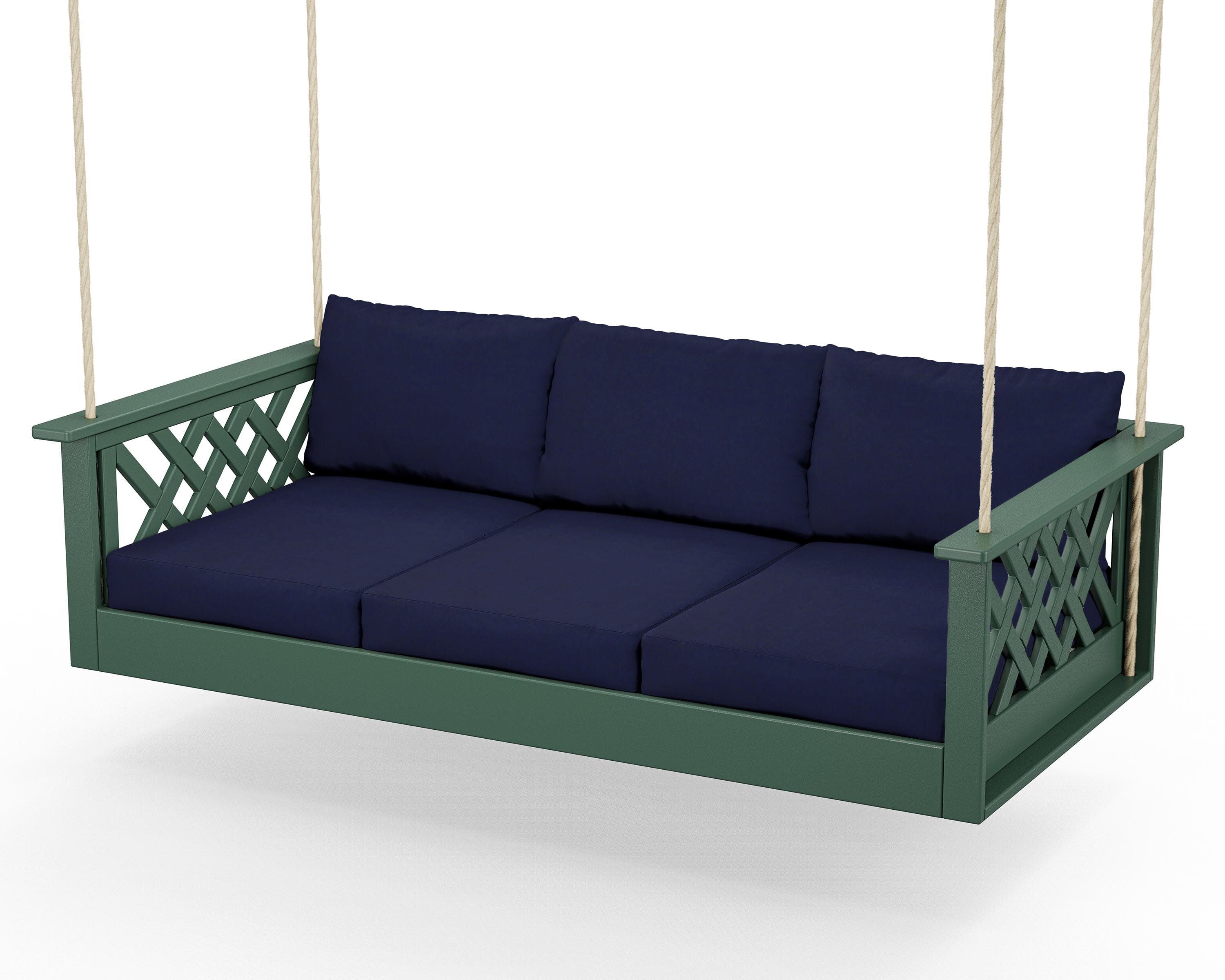 Wovendale Daybed Swing in Green / Navy
