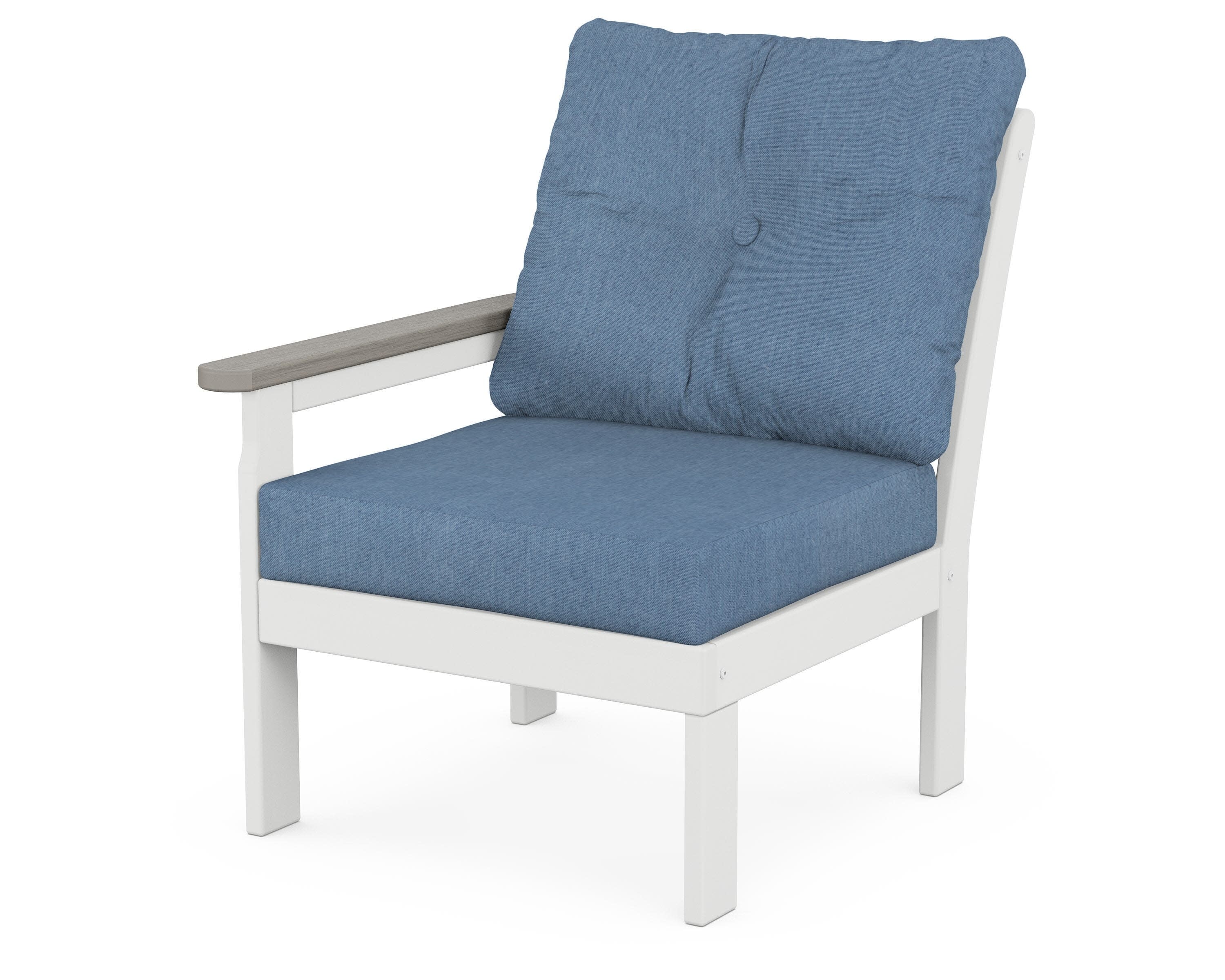 Vineyard Modular Left Arm Chair in White / Driftwood / Sky Blue