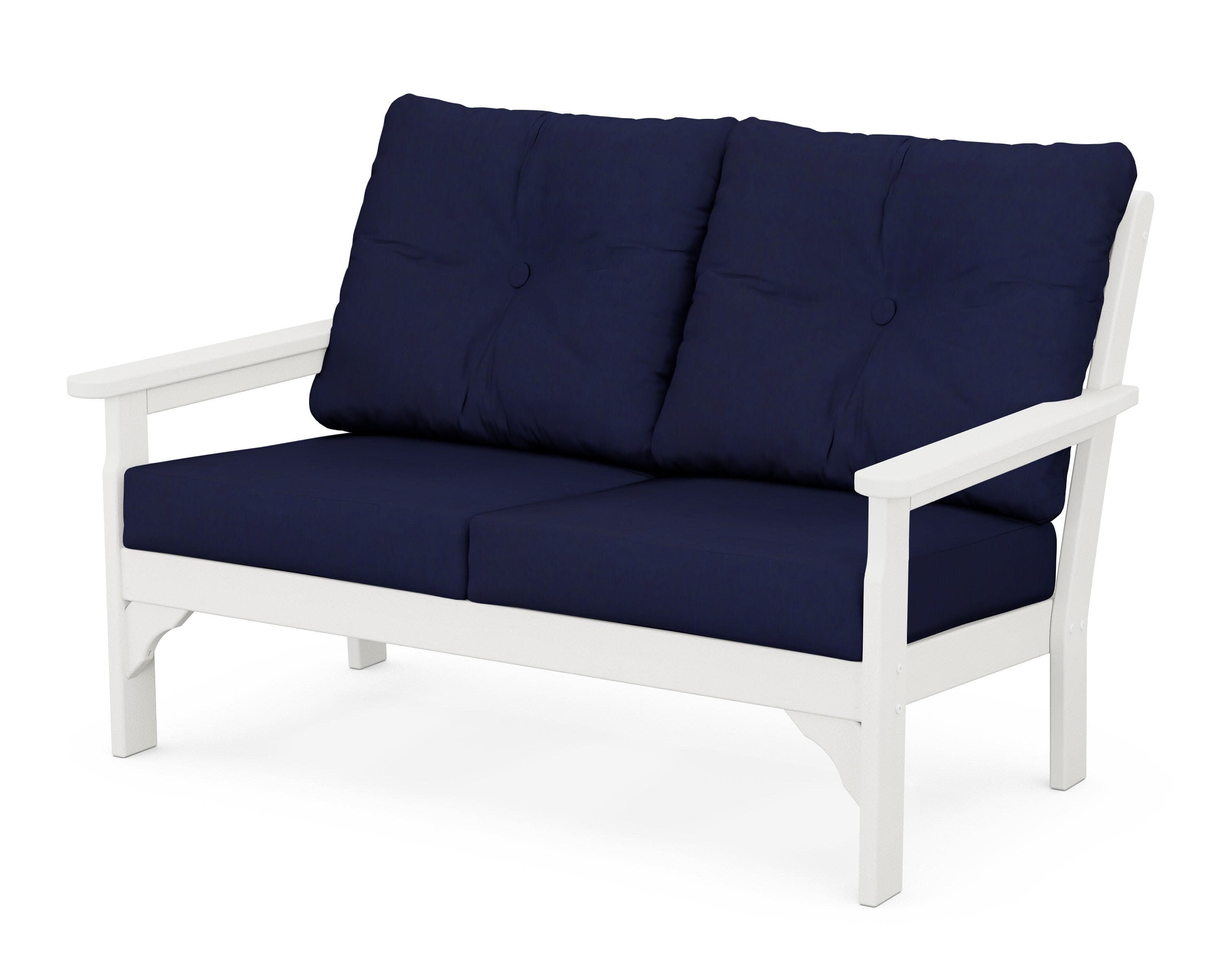 Vineyard Deep Seating Loveseat in Vintage White / Navy