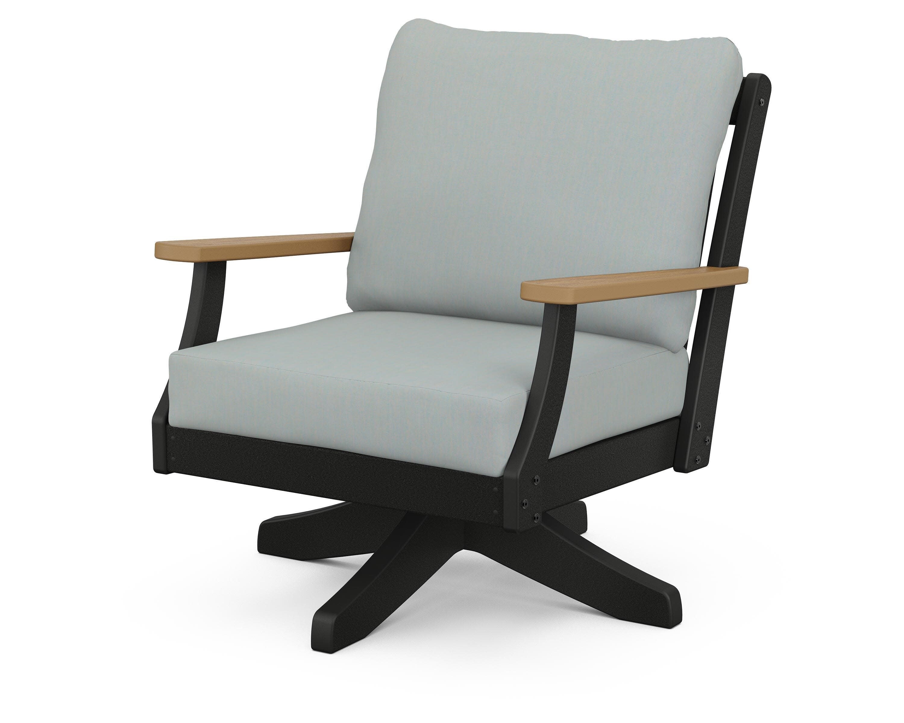 Braxton Deep Seating Swivel Chair in Black / Natural / Spa