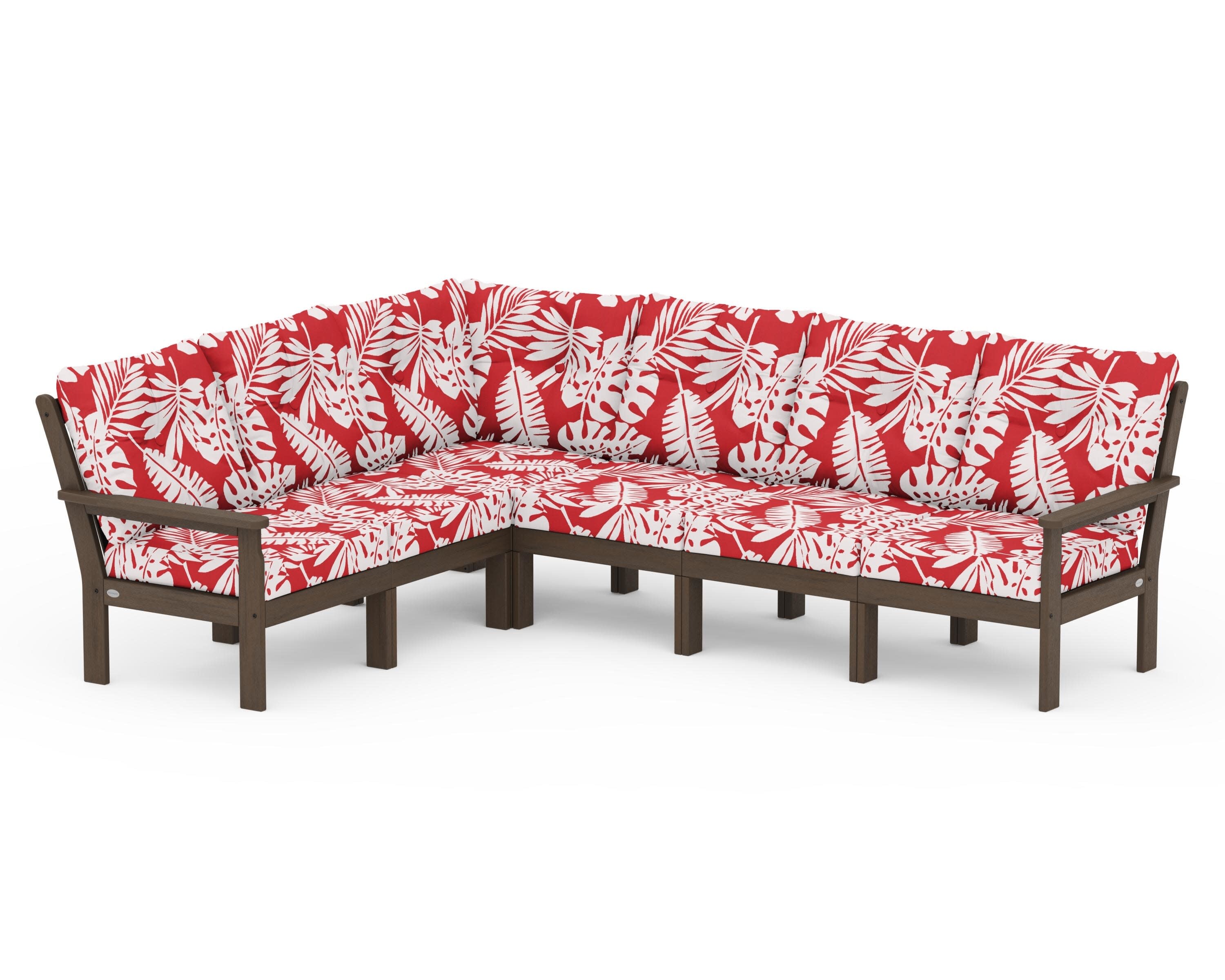 Vineyard 6-Piece Sectional in Kona / Leaf Crimson