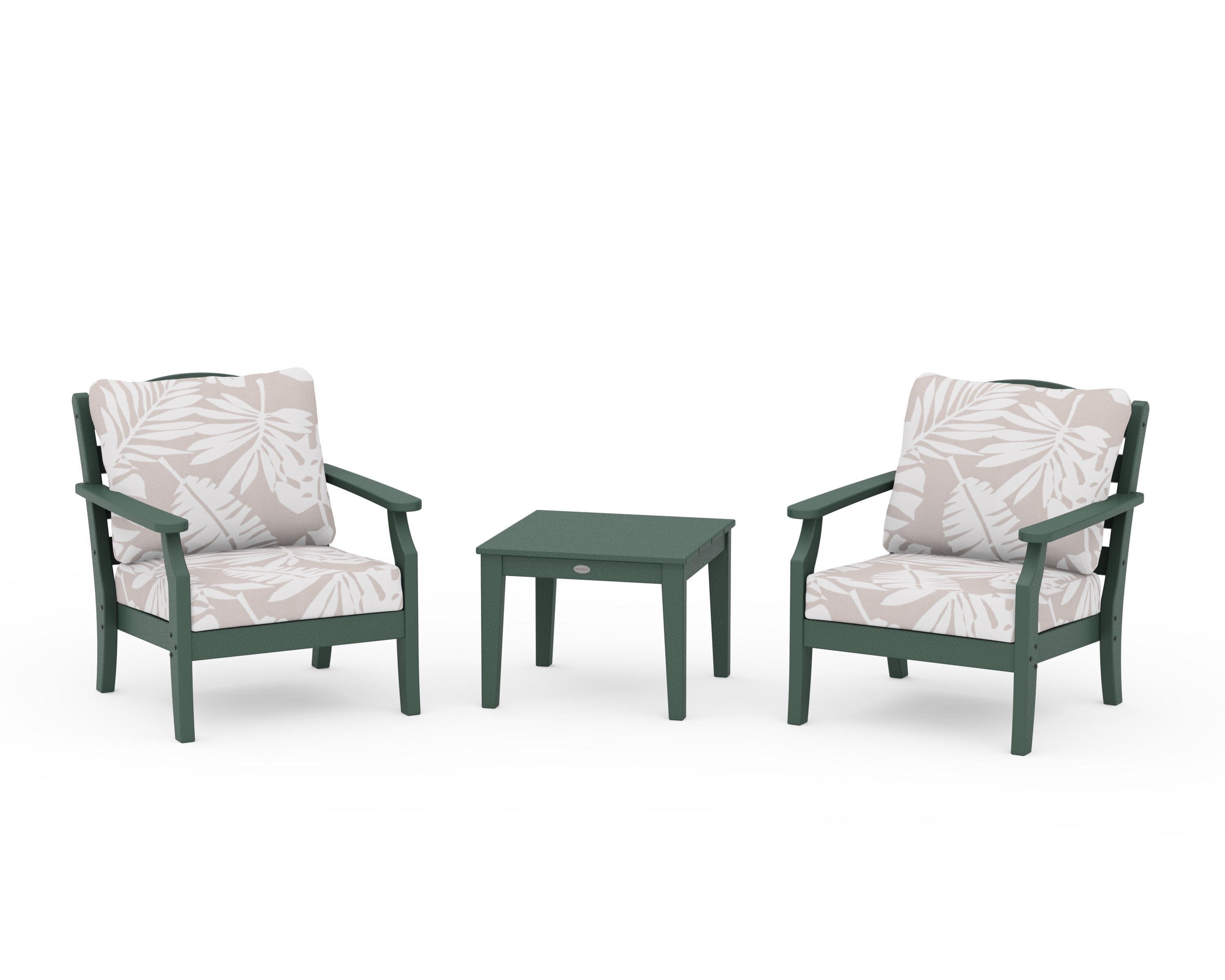 Savannah 3-Piece Deep Seating Set in Green / Leaf Dune Burlap