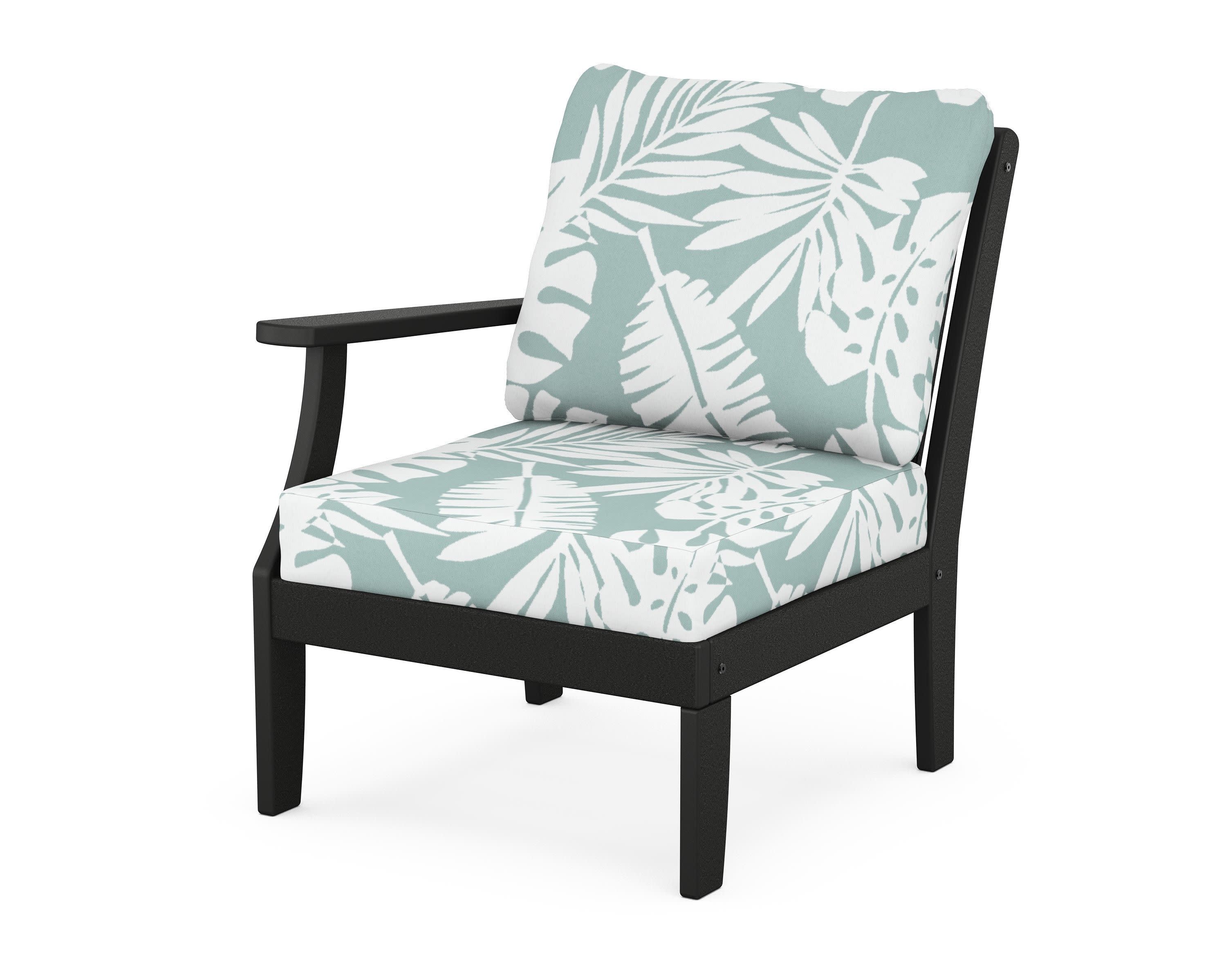 Braxton Modular Left Arm Chair in Black / Leaf Glacier Spa