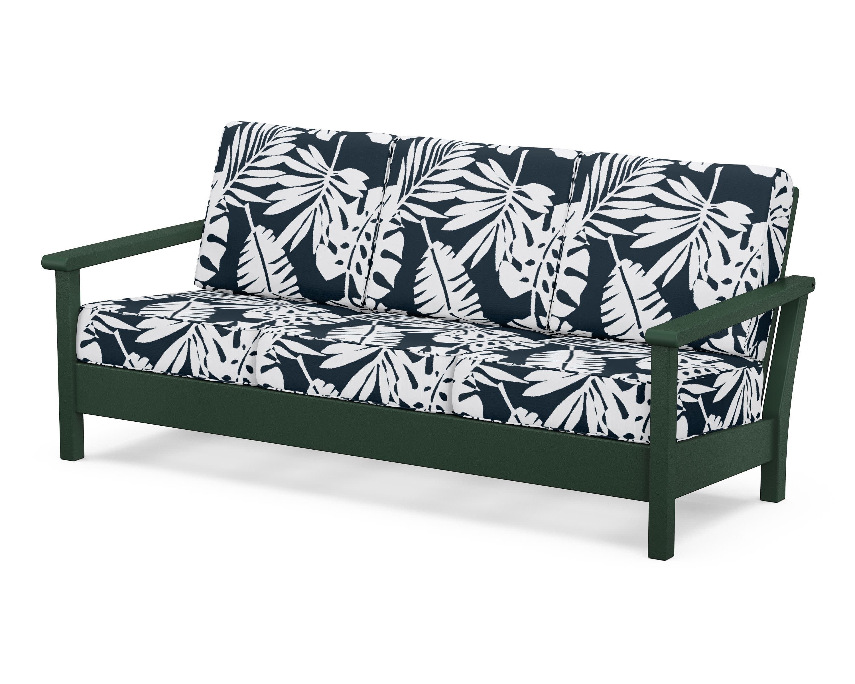 Harbour Deep Seating Sofa in Green / Leaf Marine Indigo