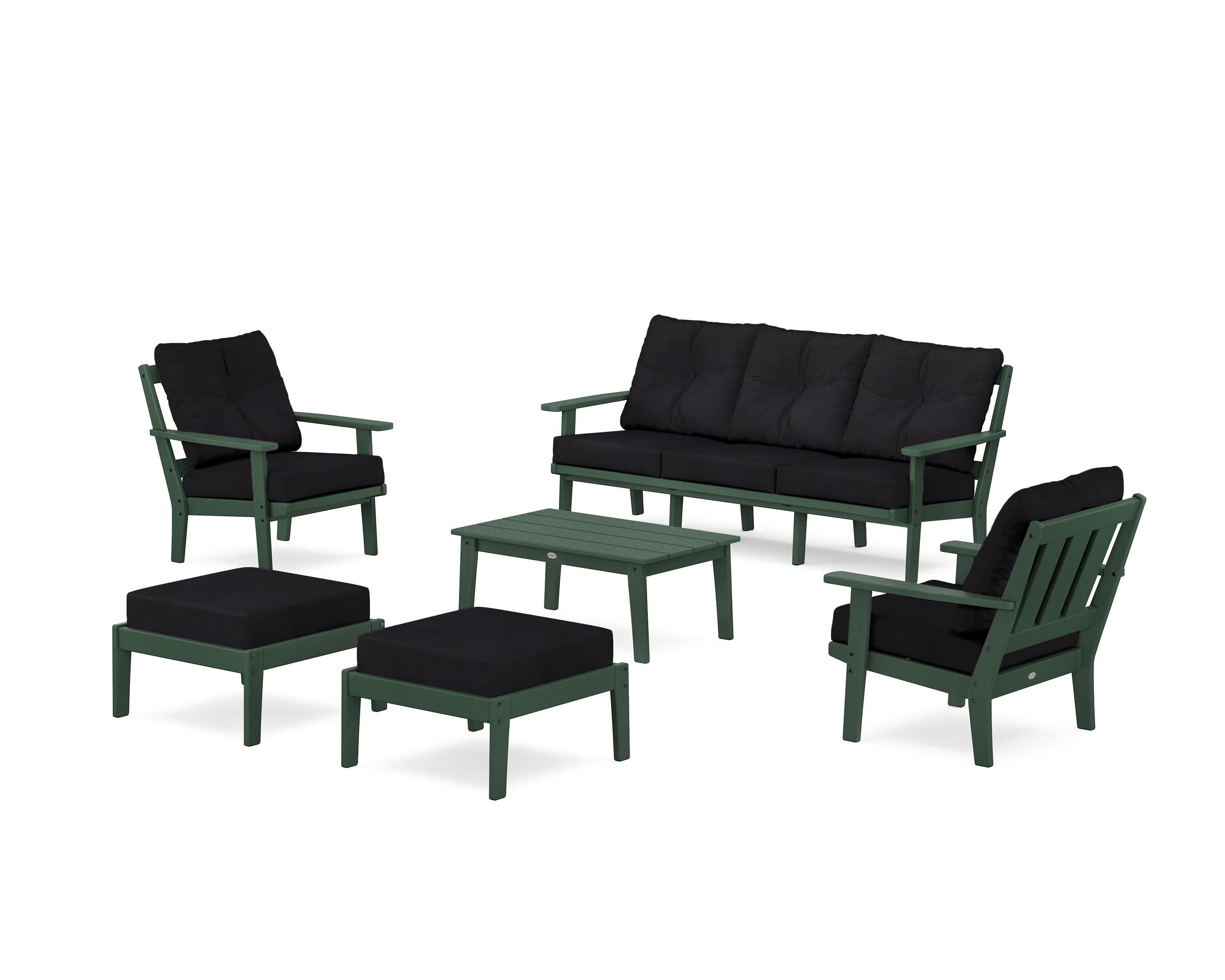 Oxford 6-Piece Lounge Sofa Set in Green / Midnight Linen