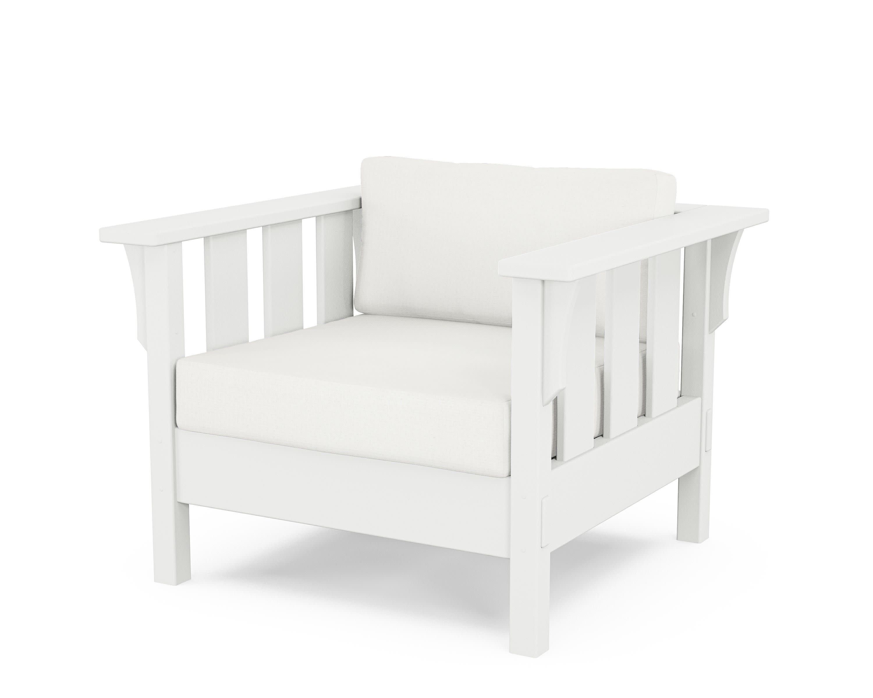 Acadia Deep Seating Chair in White / Natural Linen