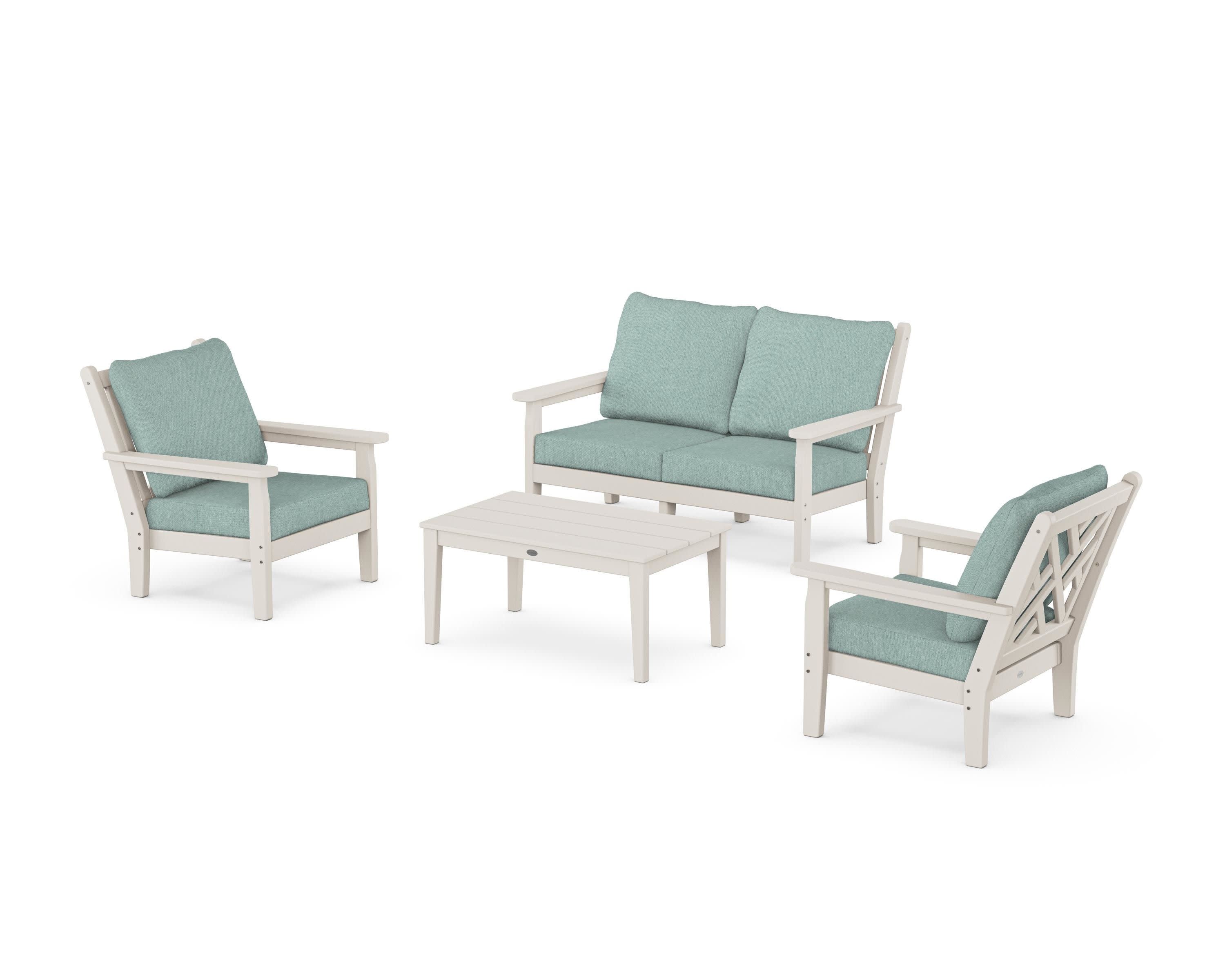 Chippendale 4-Piece Deep Seating Set with Loveseat in Sand / Glacier Spa