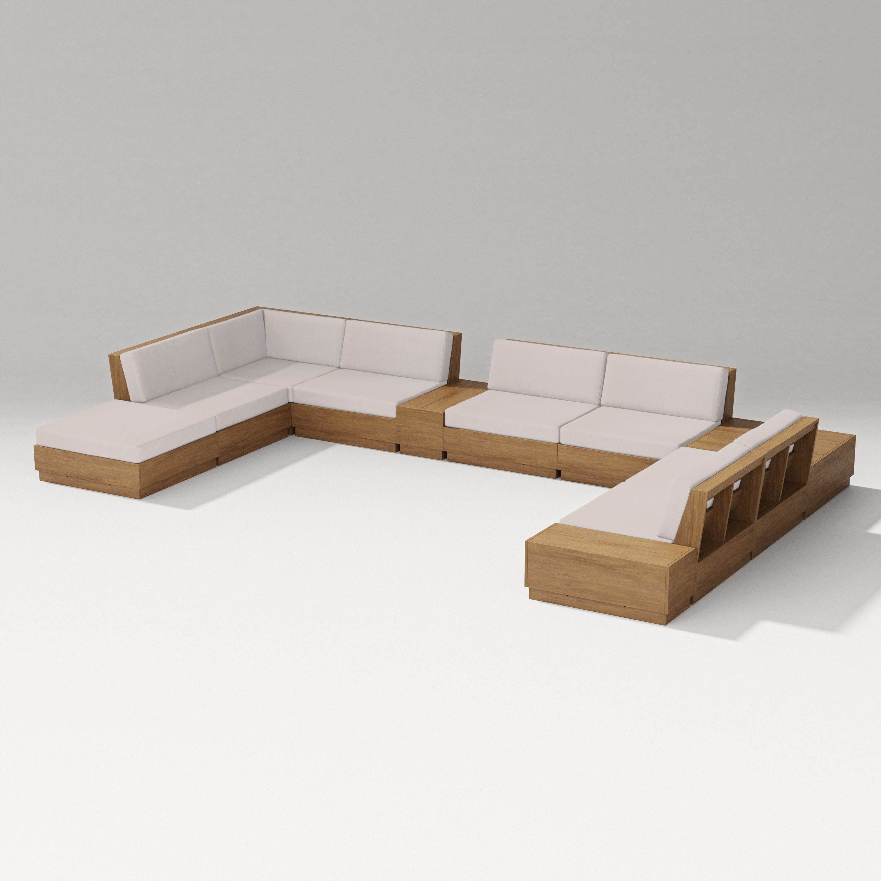 Elevate 11-Piece Conversation Sectional Set in Natural / Dune Burlap