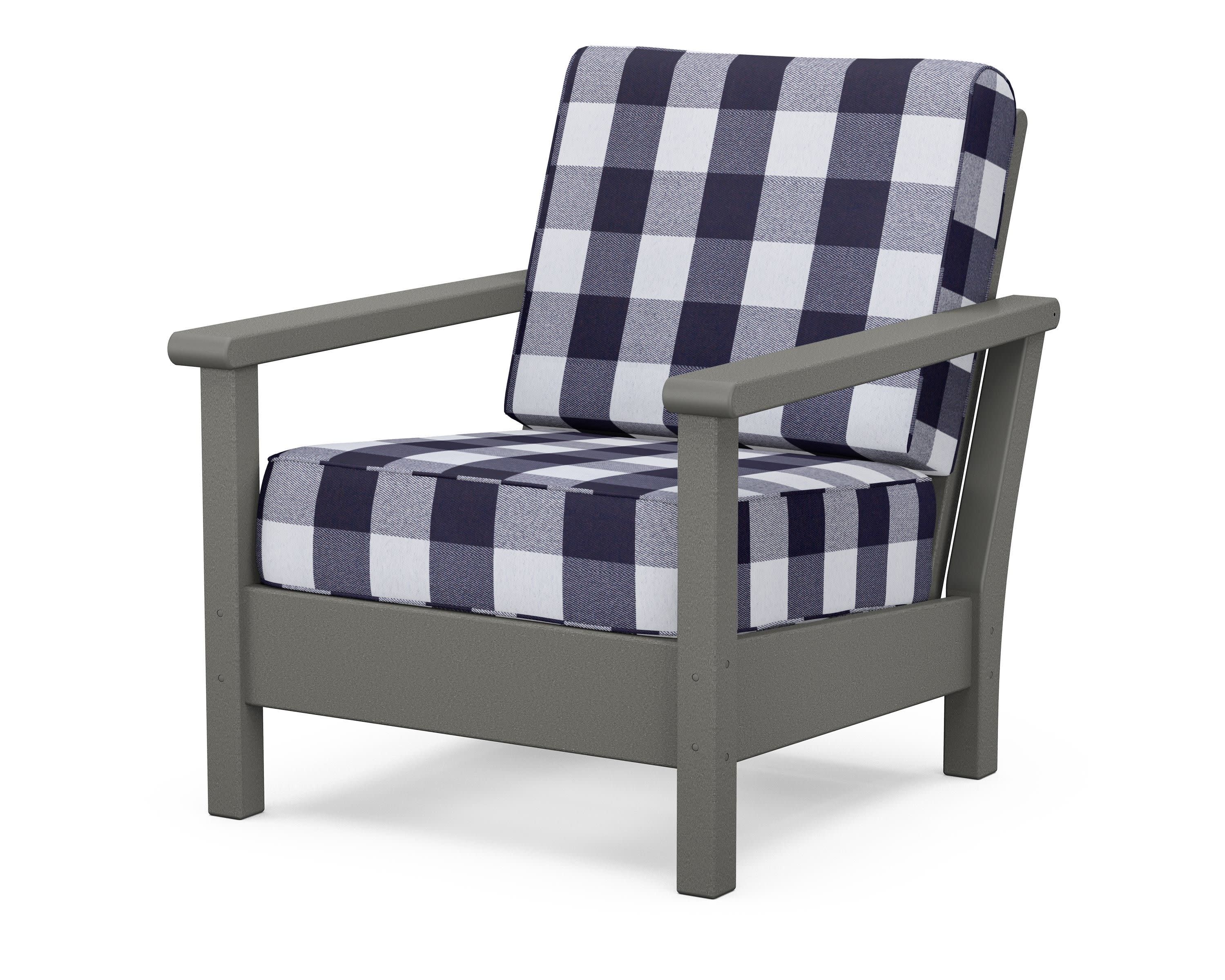 Harbour Deep Seating Chair in Slate Grey / Buffalo Plaid Navy