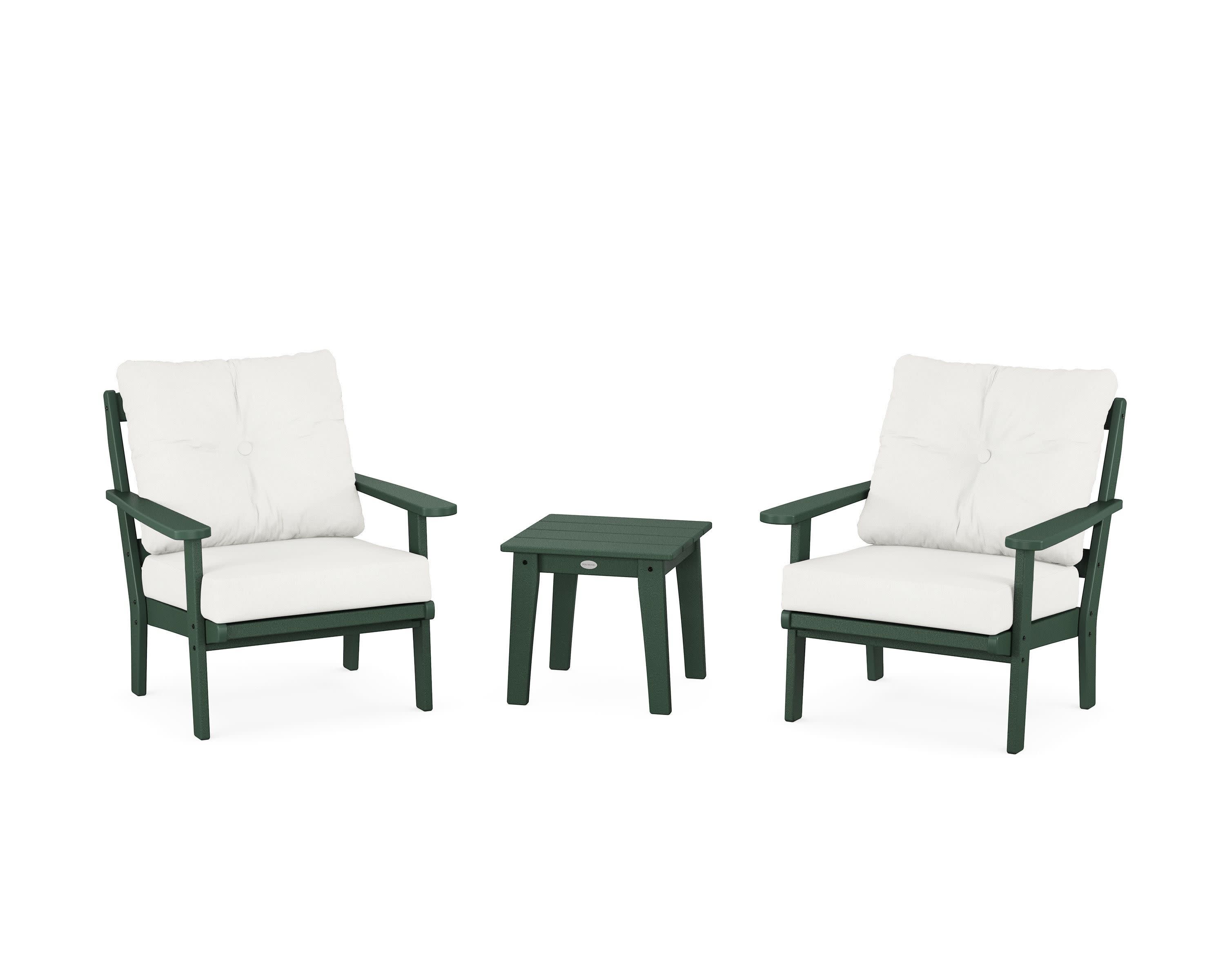 Mission 3-Piece Deep Seating Set in Green / Natural Linen