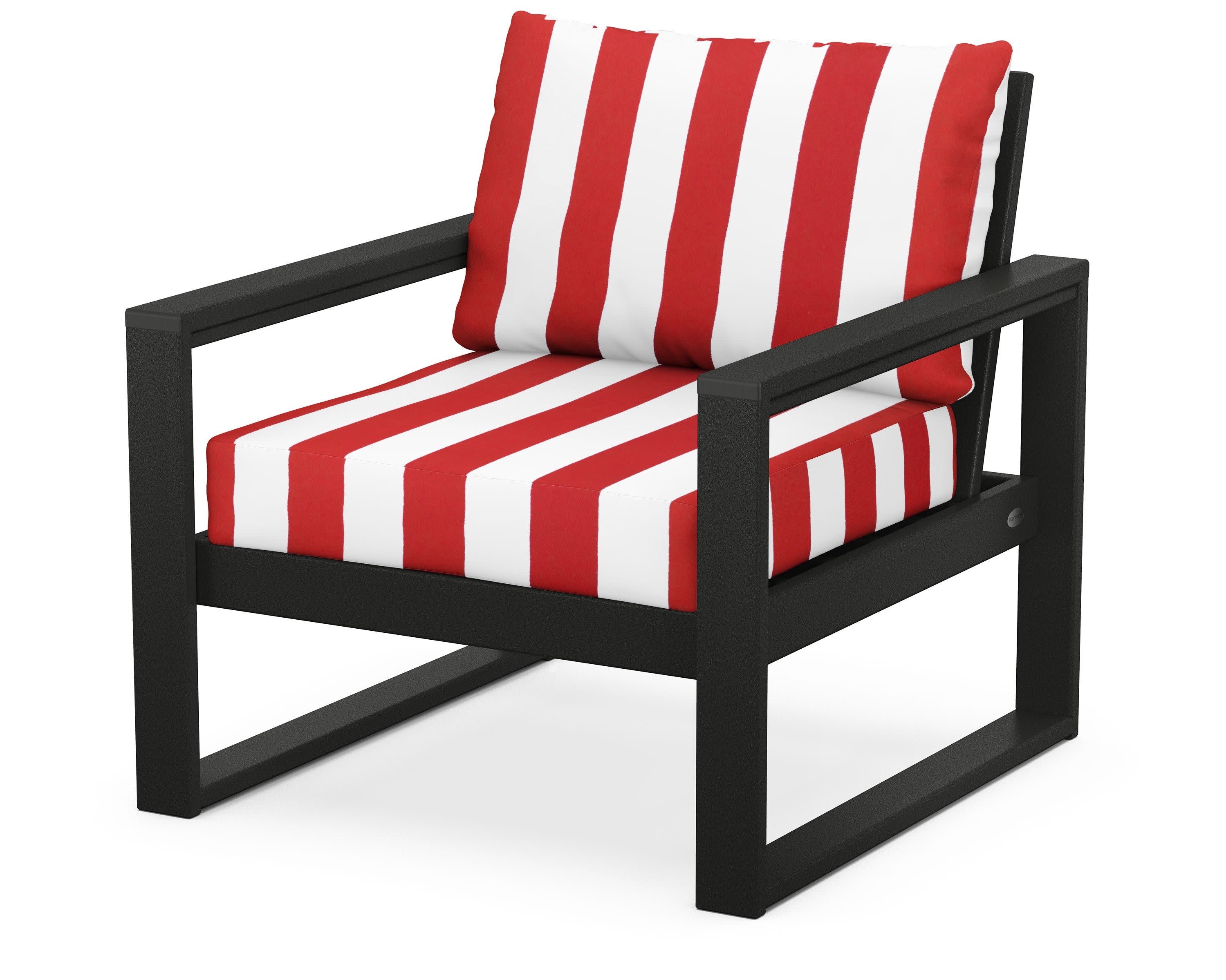 EDGE Club Chair in Black / Cabana Stripe Crimson