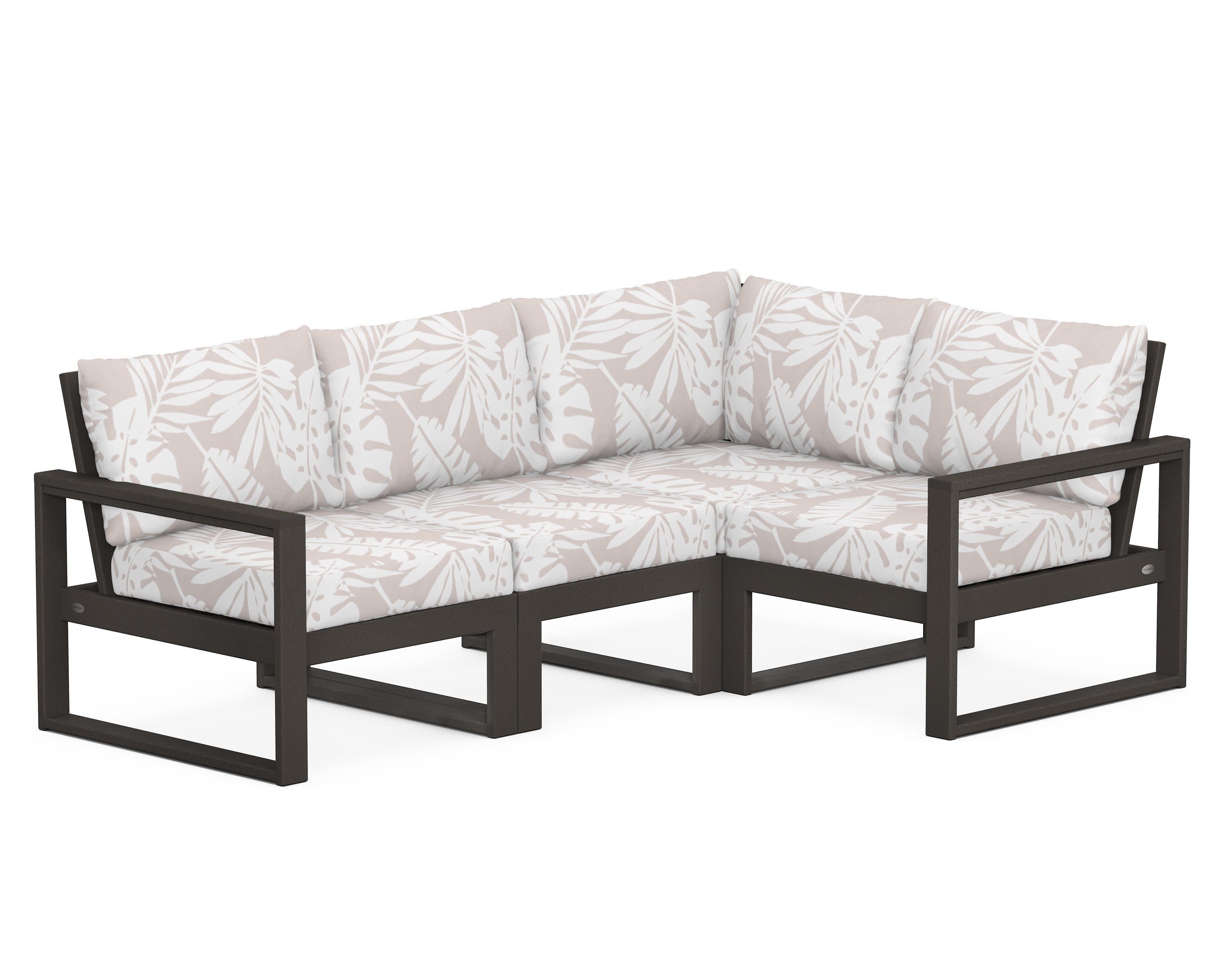 EDGE 4-Piece Modular Deep Seating Set in Vintage Coffee / Leaf Dune Burlap