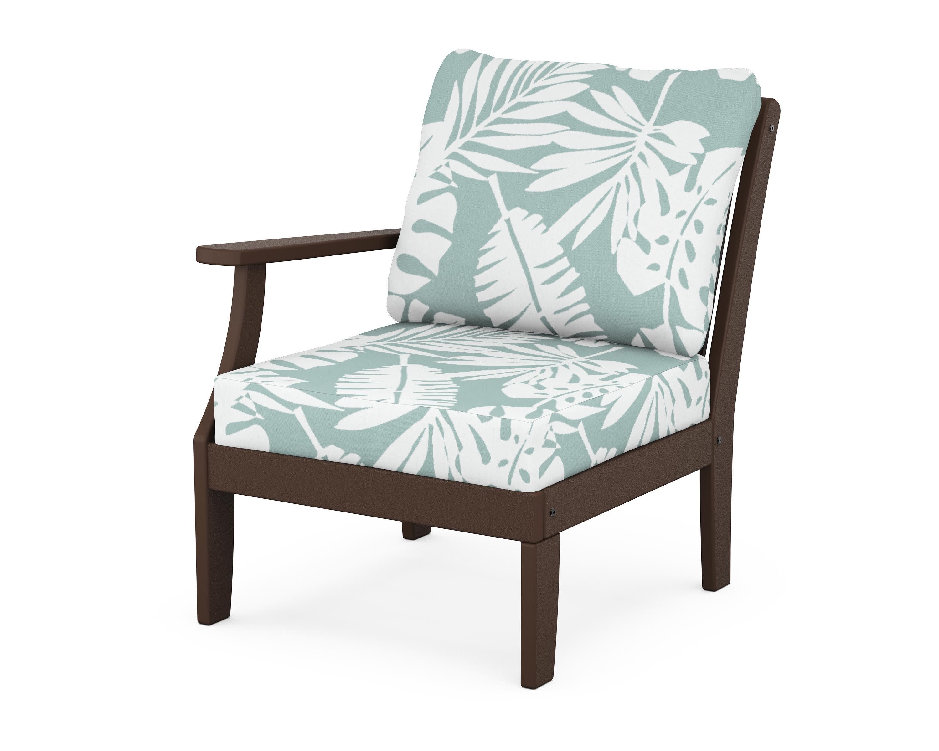 Braxton Modular Left Arm Chair in Mahogany / Leaf Glacier Spa