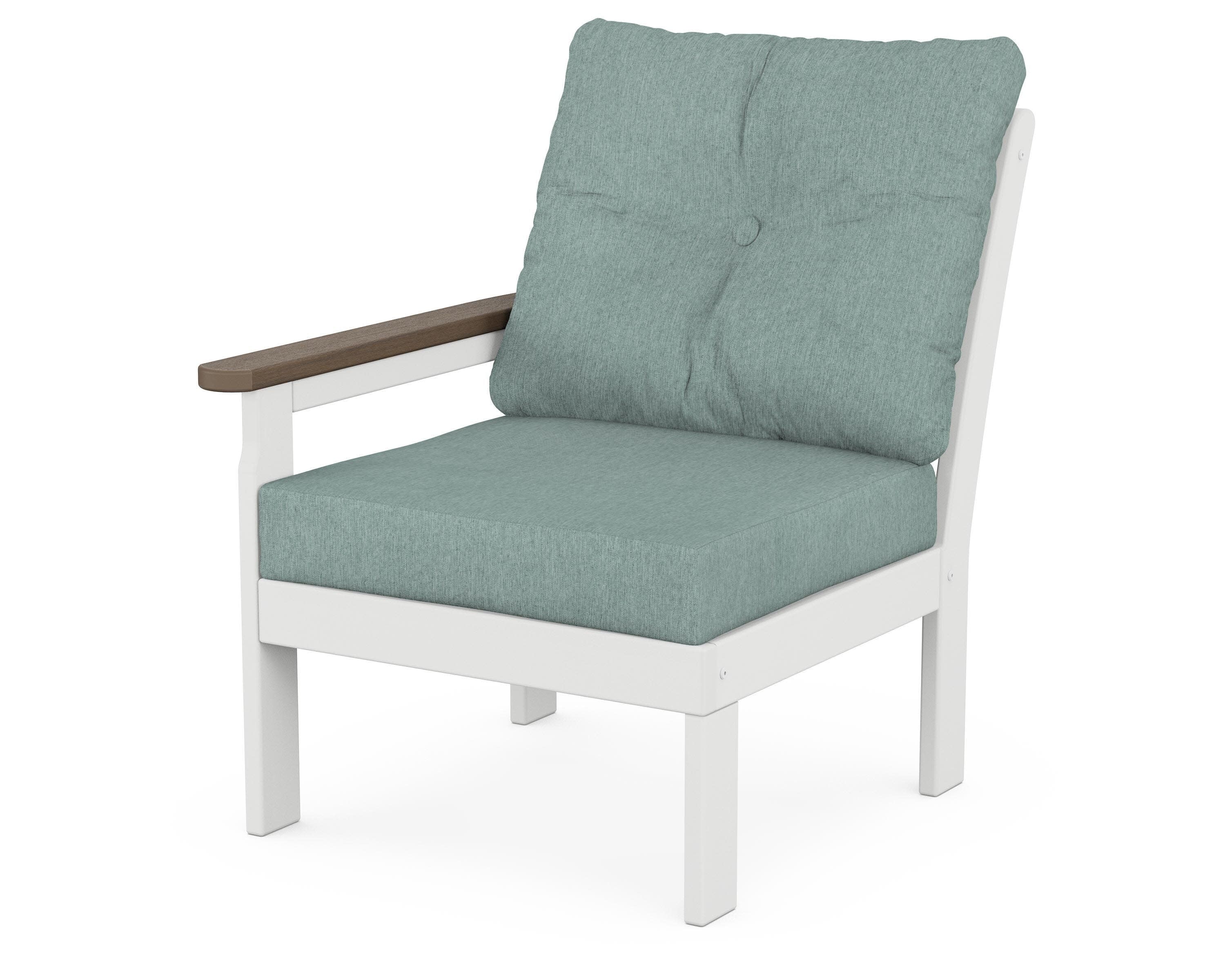Vineyard Modular Left Arm Chair in White / Kona / Glacier Spa