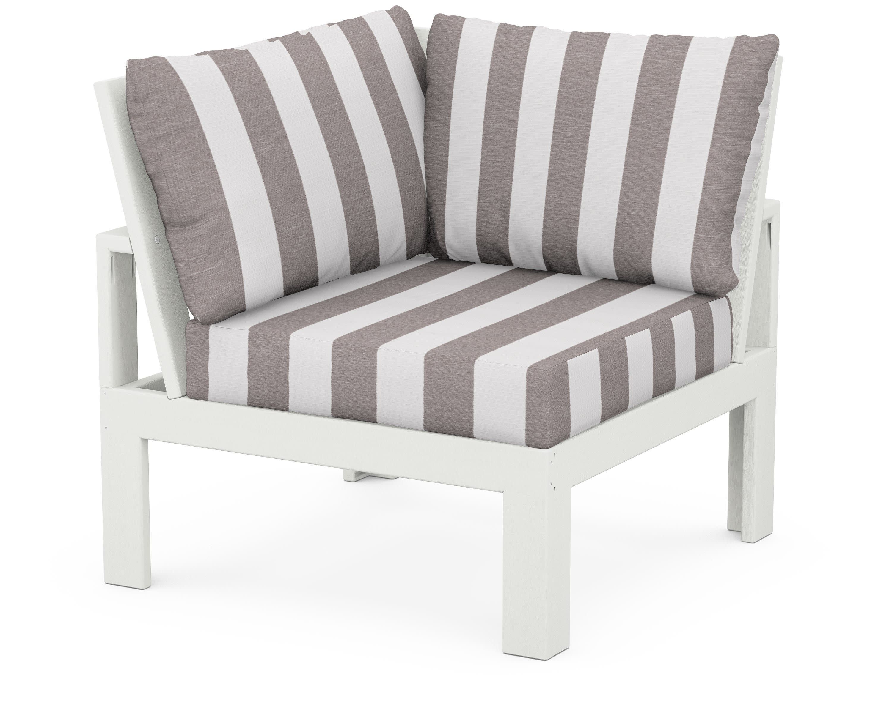 Modular Corner Chair in Vintage White / Cabana Stripe Grey Mist