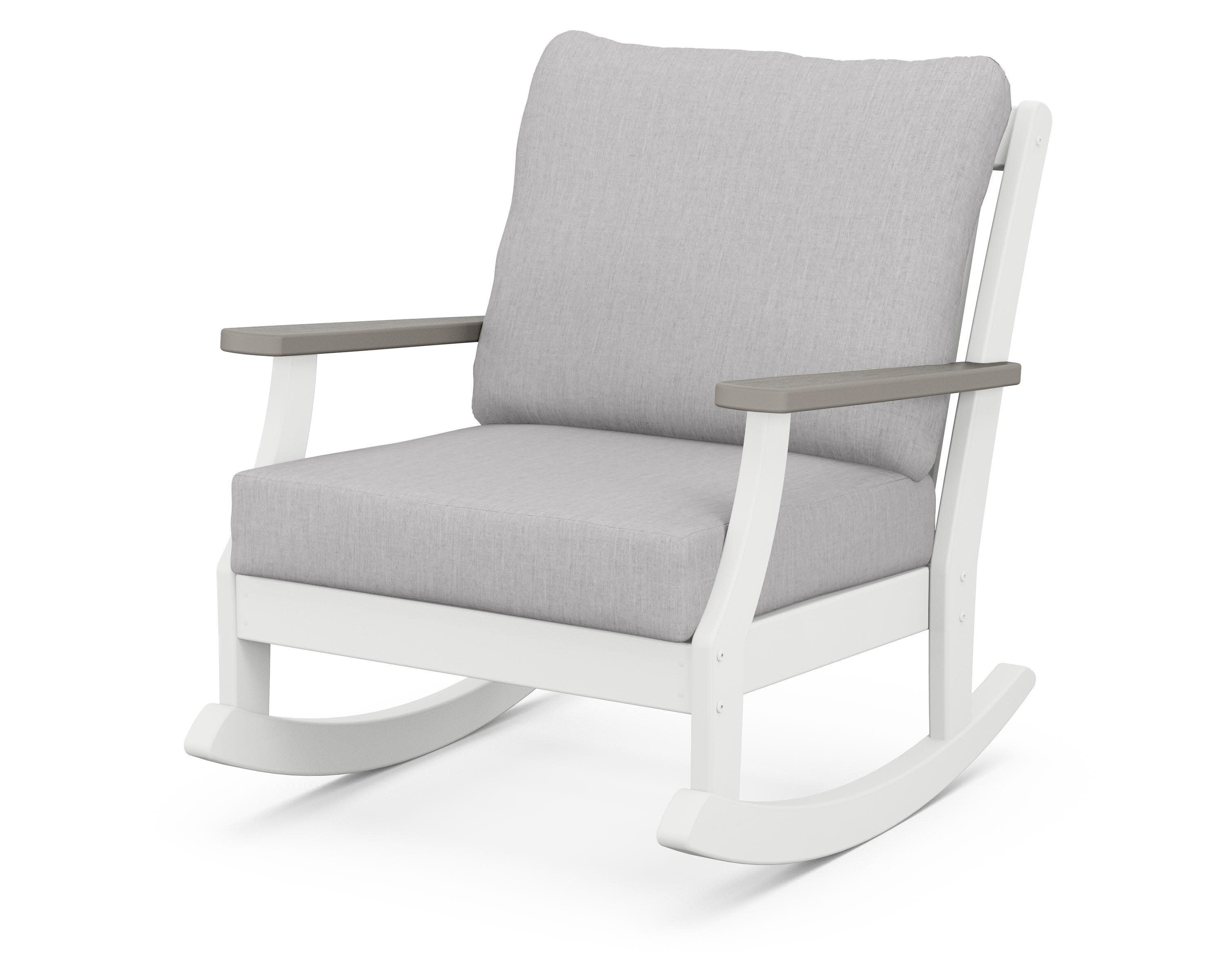 Braxton Deep Seating Rocking Chair in White / Driftwood / Granite
