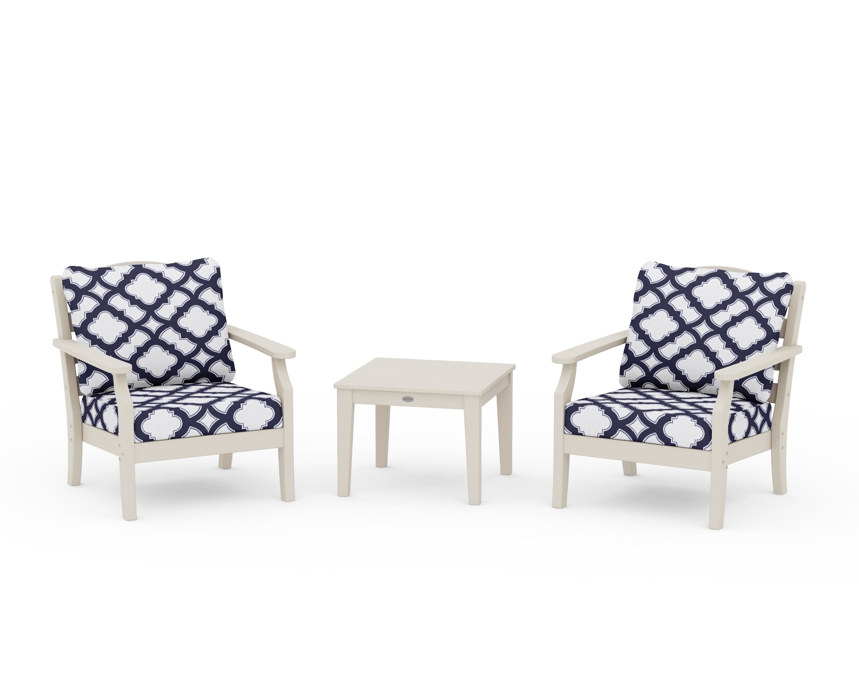 Savannah 3-Piece Deep Seating Set in Sand / Trellis Navy