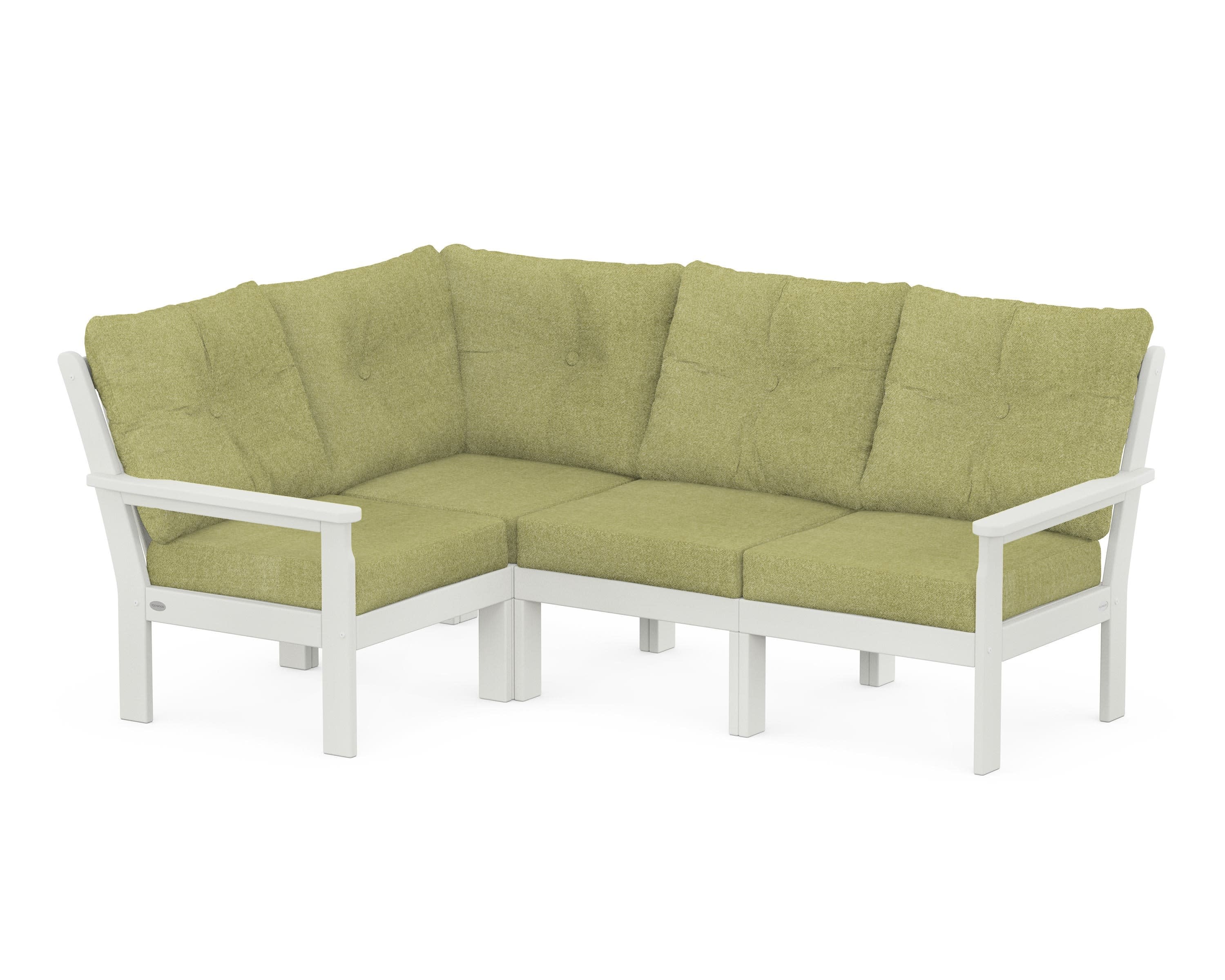 Vineyard 4-Piece Sectional in Vintage White / Chartreuse Boucle