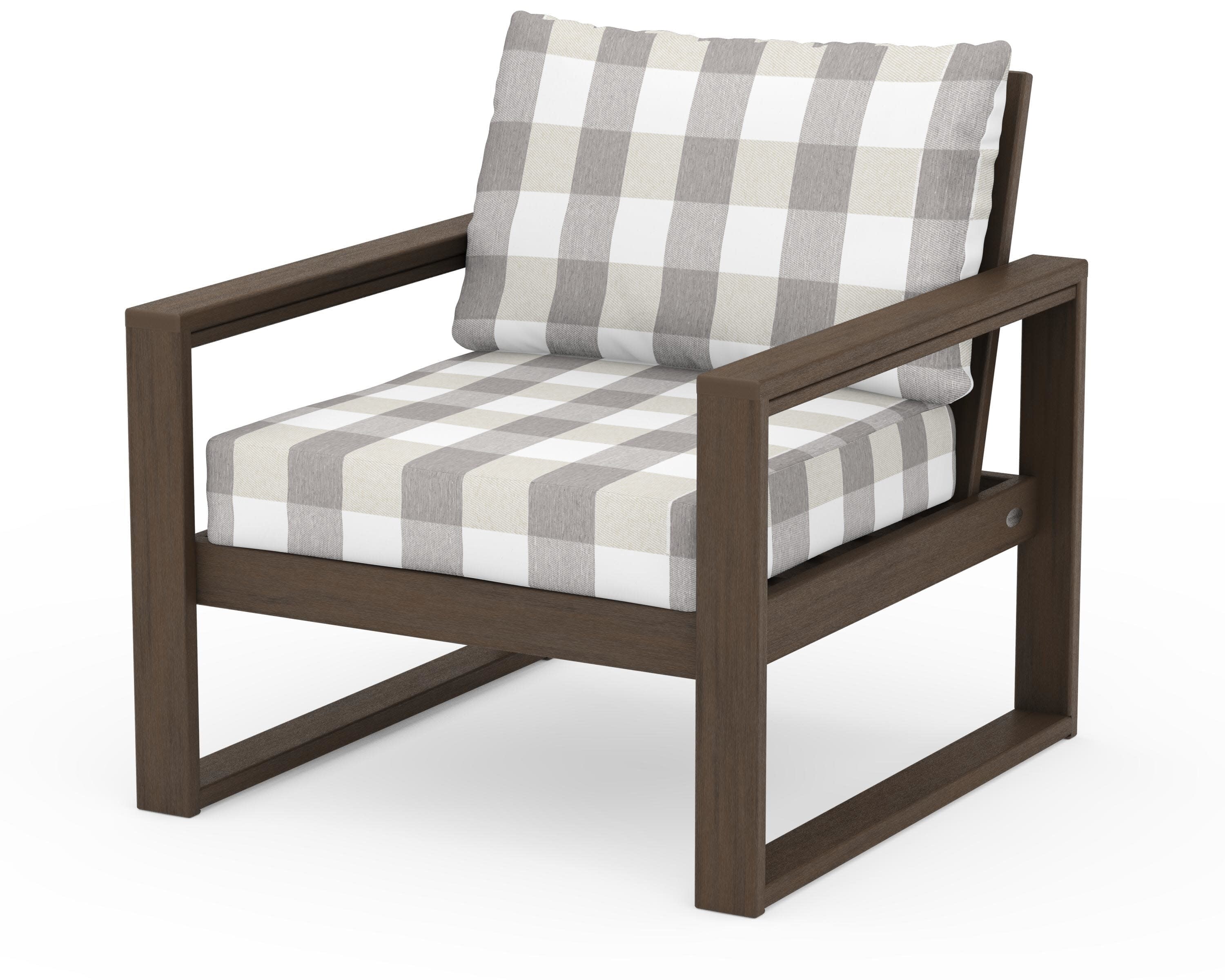 EDGE Club Chair in Kona / Buffalo Plaid Grey Mist