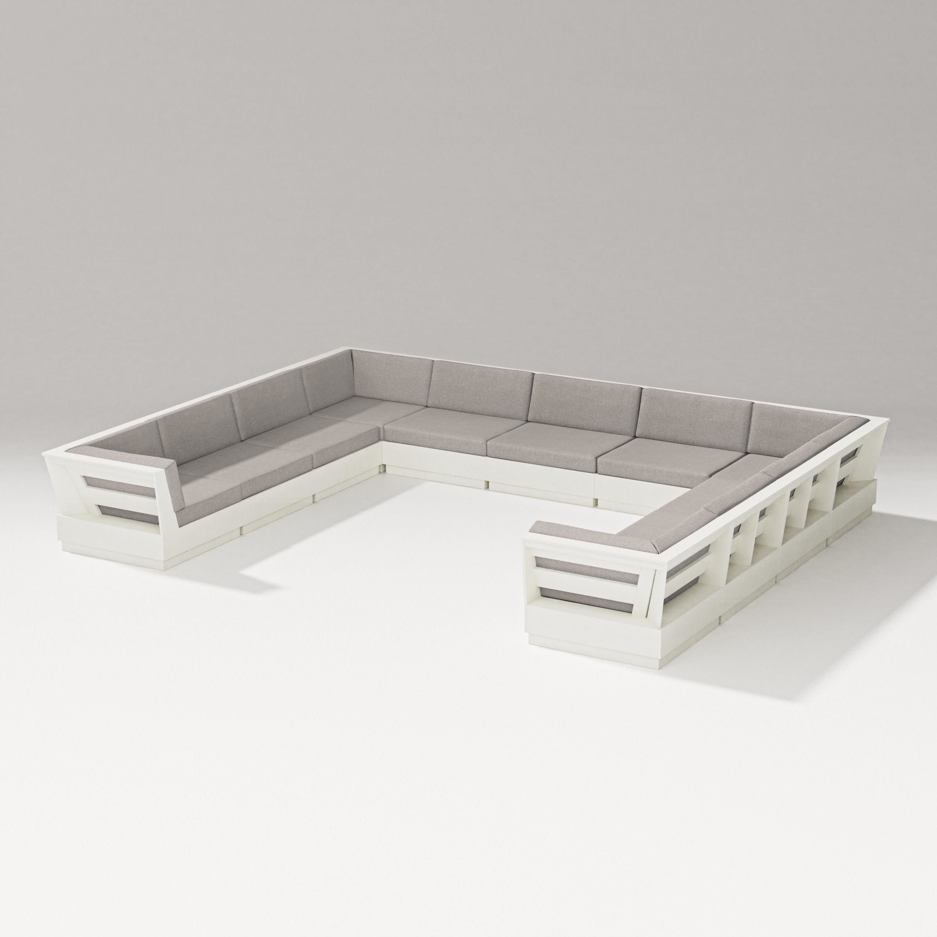Elevate Large U-Shaped Sectional in Vintage White / Weathered Tweed