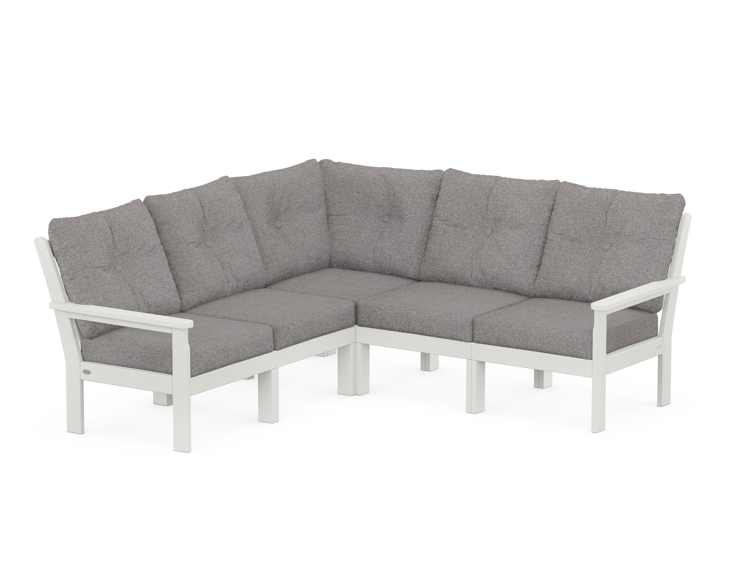Vineyard 5-Piece Sectional in Vintage White / Grey Mist