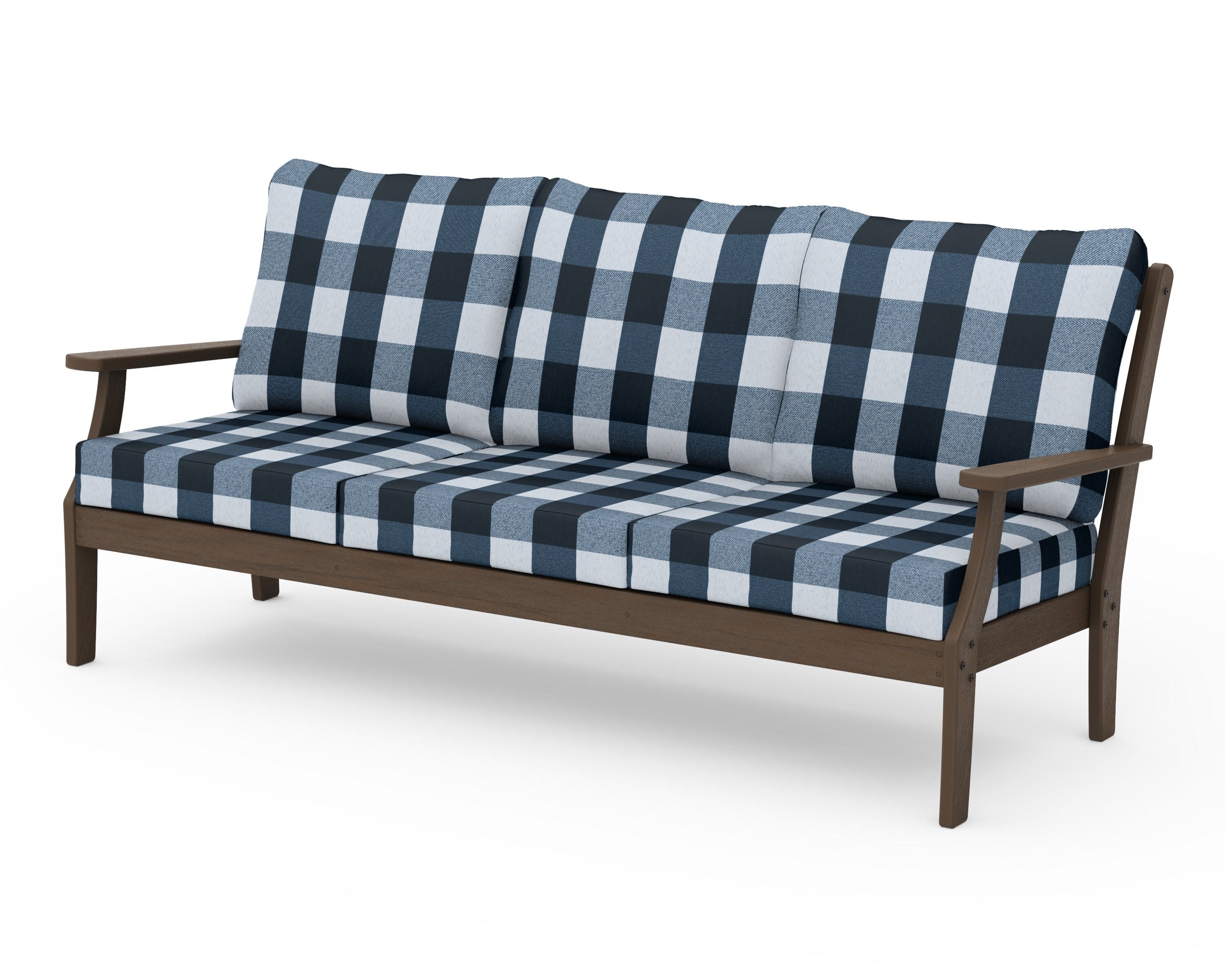 Braxton Deep Seating Sofa in Kona / Buffalo Plaid Marine Indigo