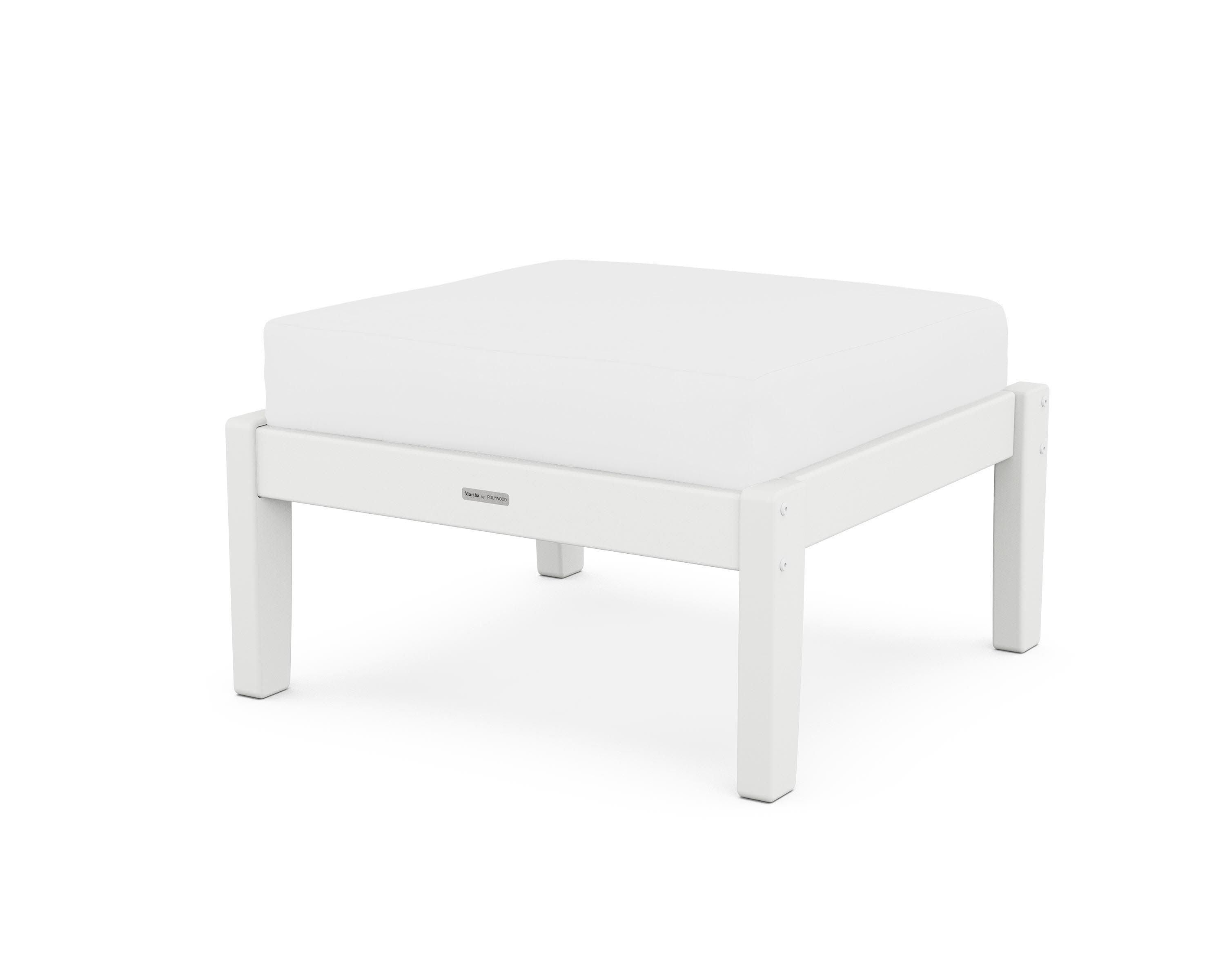 Chinoiserie Deep Seating Ottoman in White / Natural