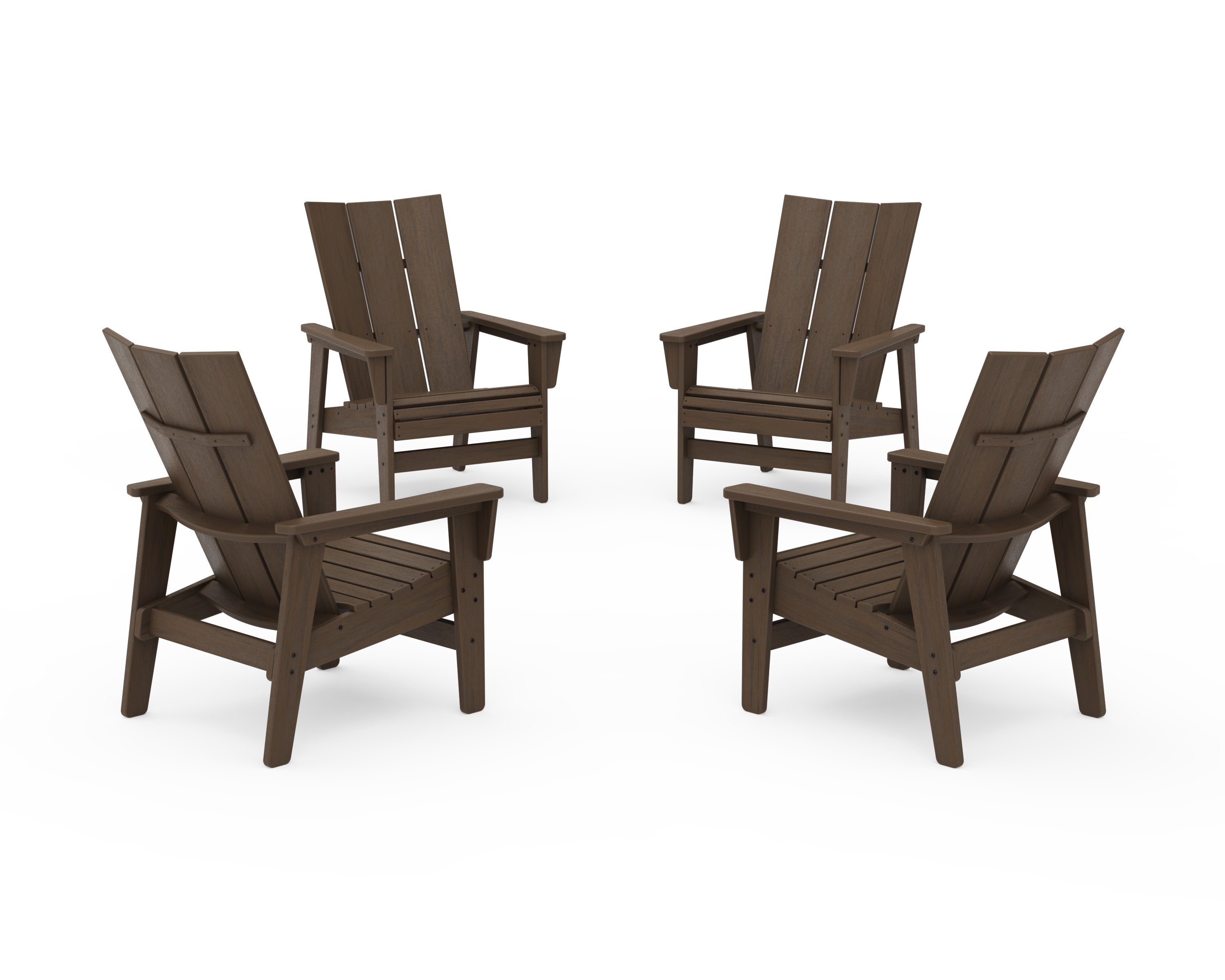 4-Piece Modern Grand Upright Adirondack Chair Conversation Set in Kona