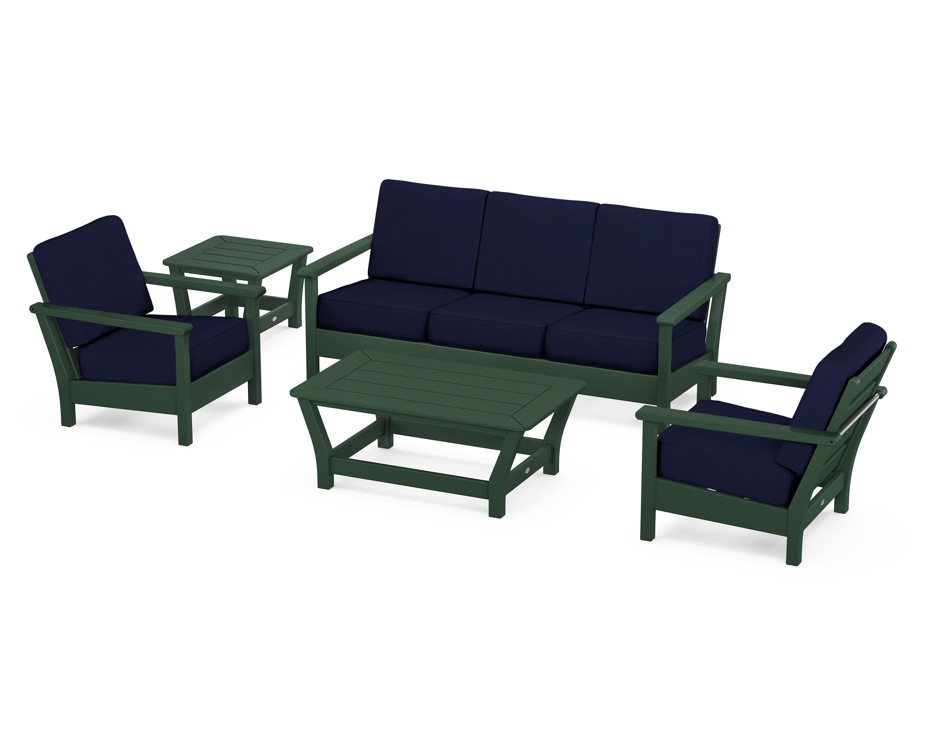 Harbour 5-Piece Deep Seating Set in Green / Navy