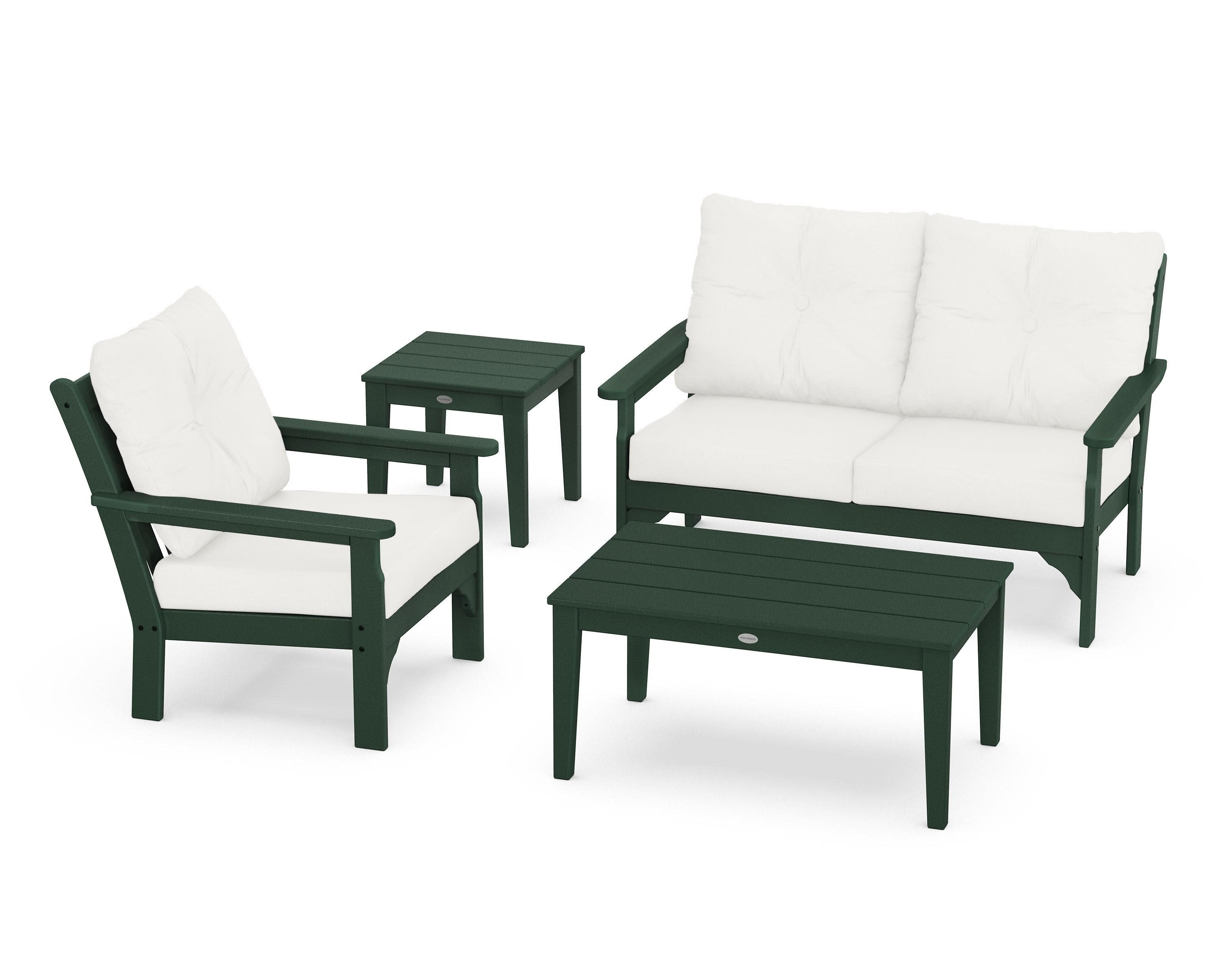 Vineyard 4-Piece Deep Seating Set in Green / Natural Linen