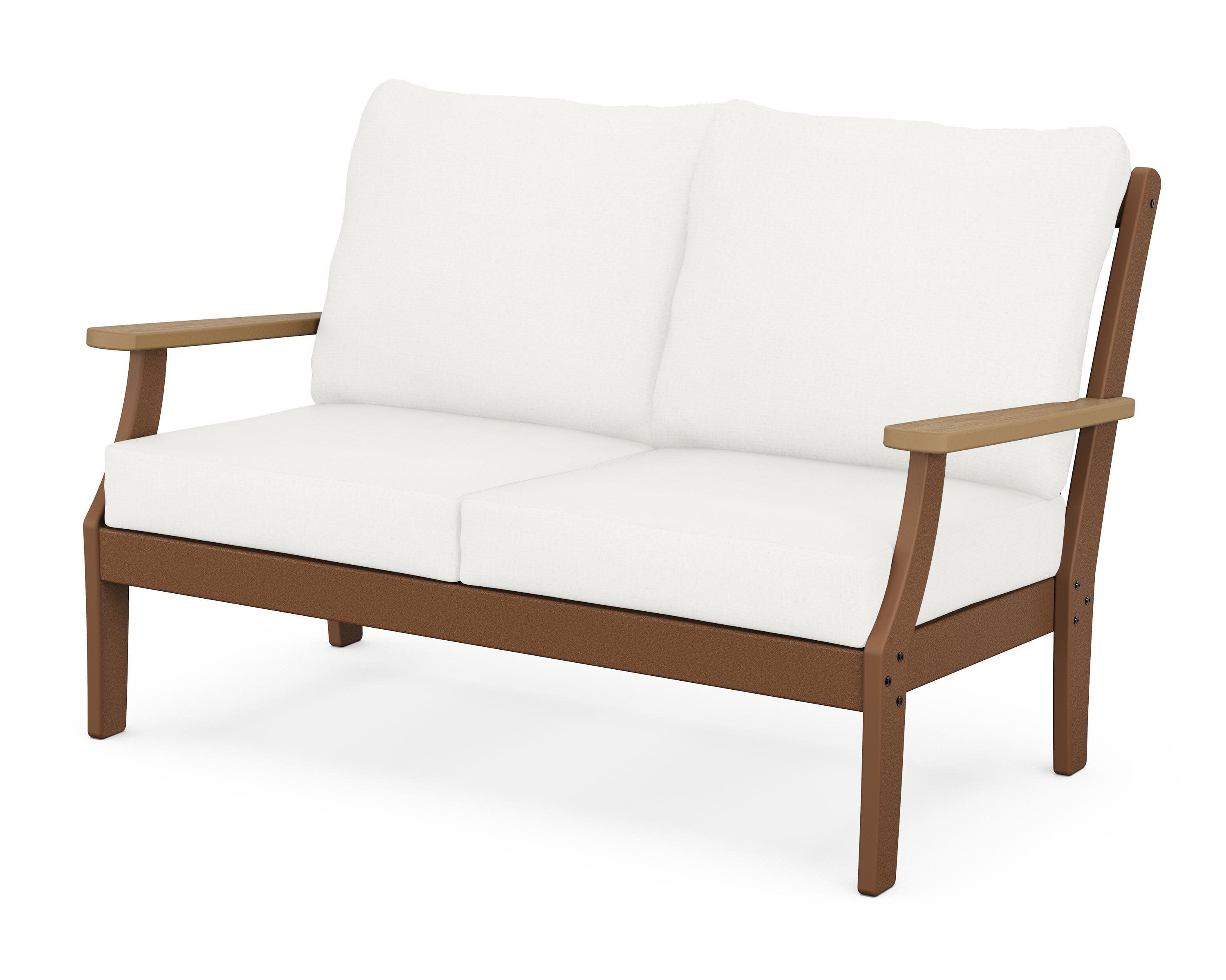 Braxton Deep Seating Loveseat in Teak / Natural / Natural Linen