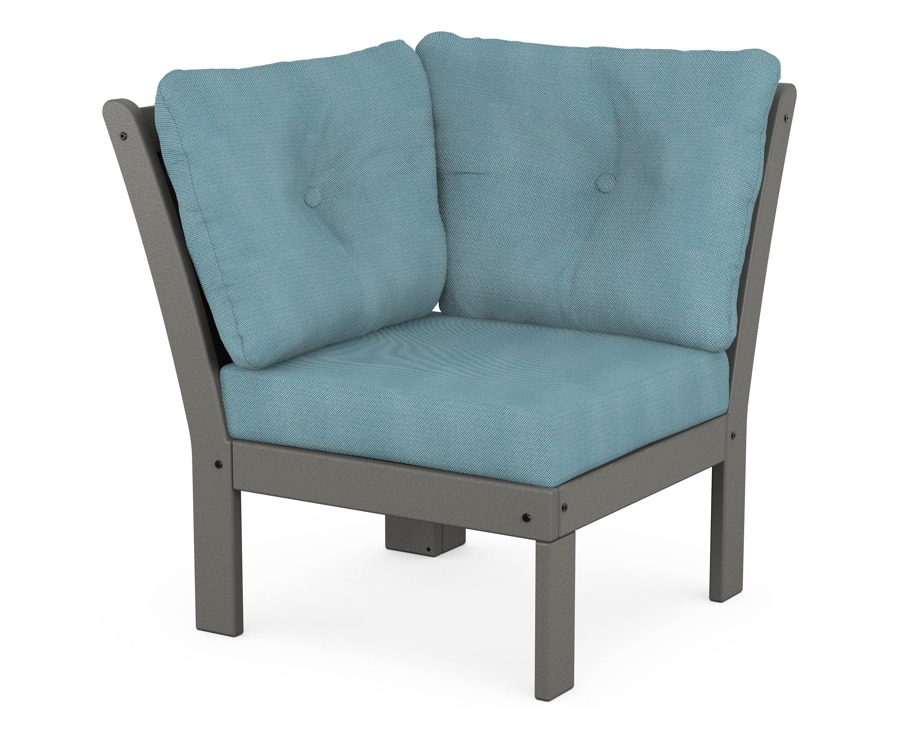 Vineyard Modular Corner Chair in Slate Grey / Lattice Sky Blue