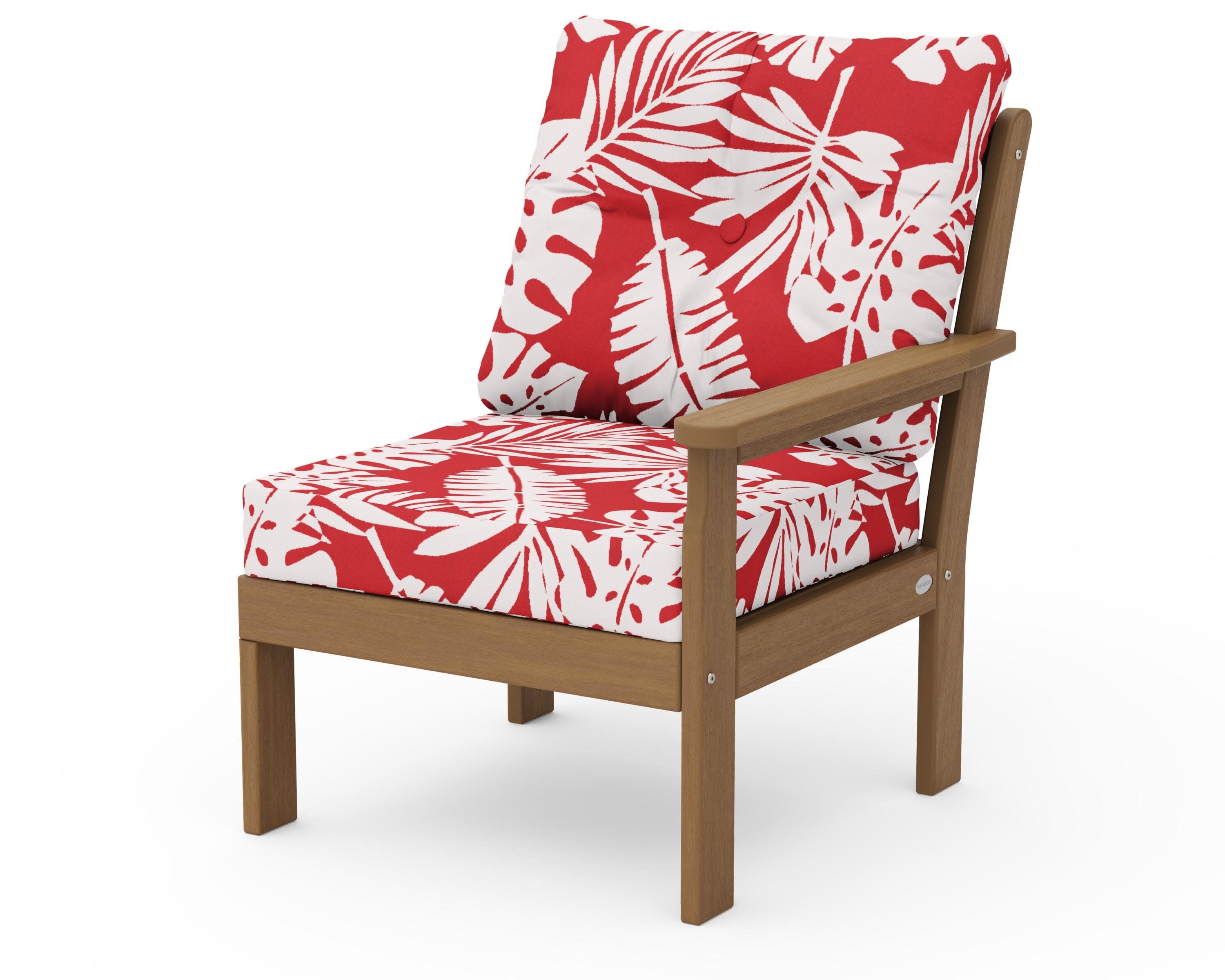 Vineyard Modular Right Arm Chair in Natural / Leaf Crimson