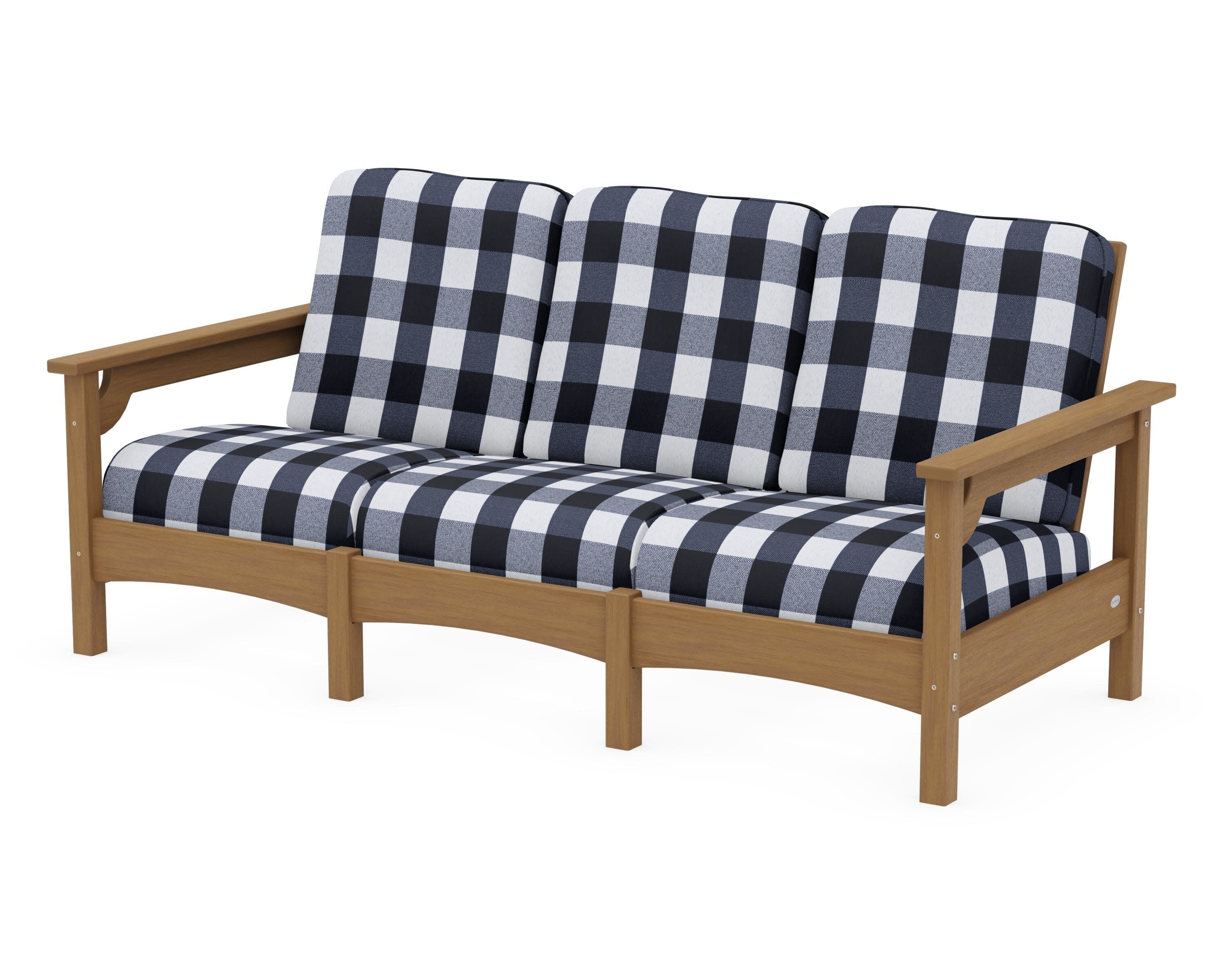 Club Sofa in Natural / Buffalo Plaid Marine Indigo