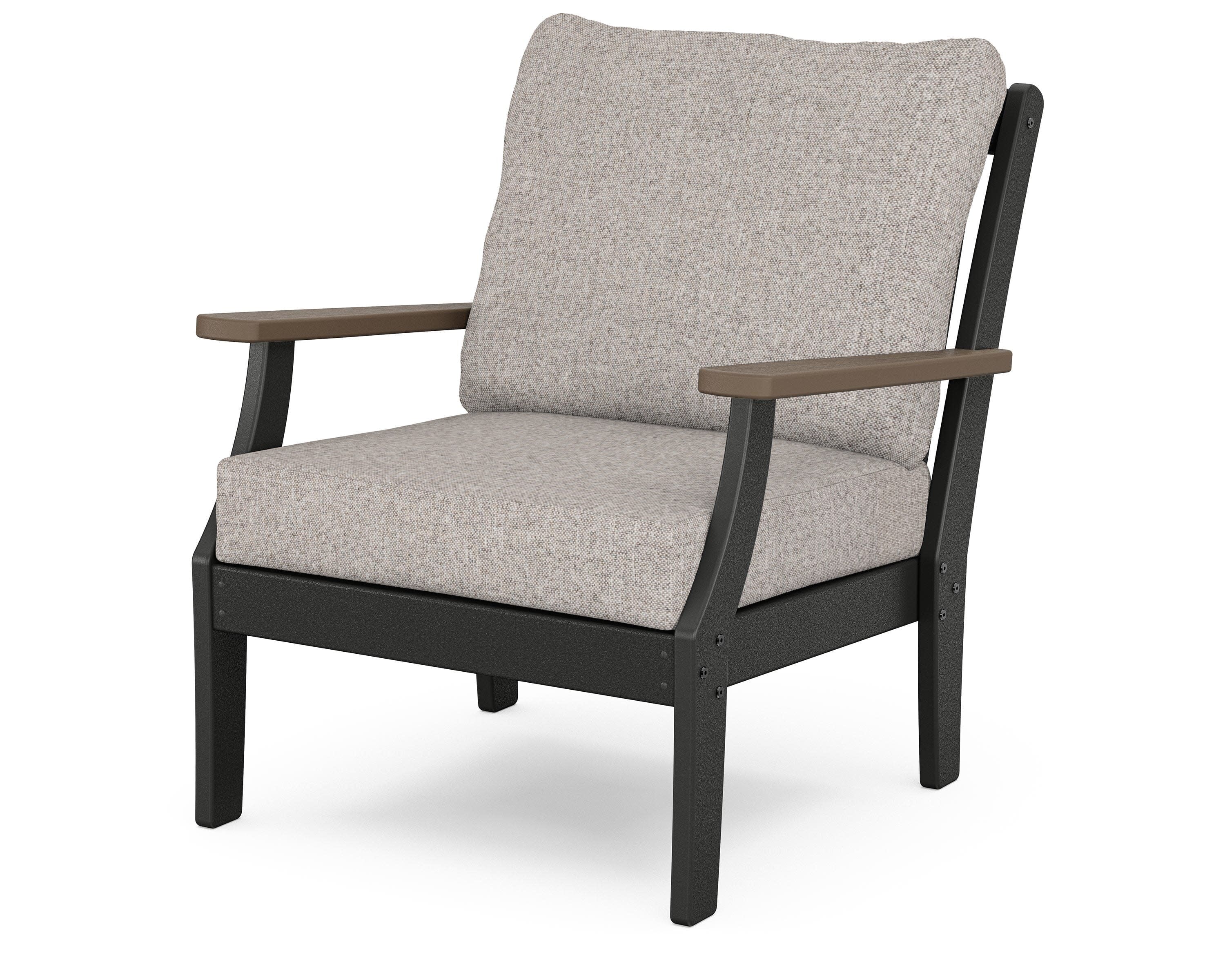 Braxton Deep Seating Chair in Black / Kona / Weathered Tweed