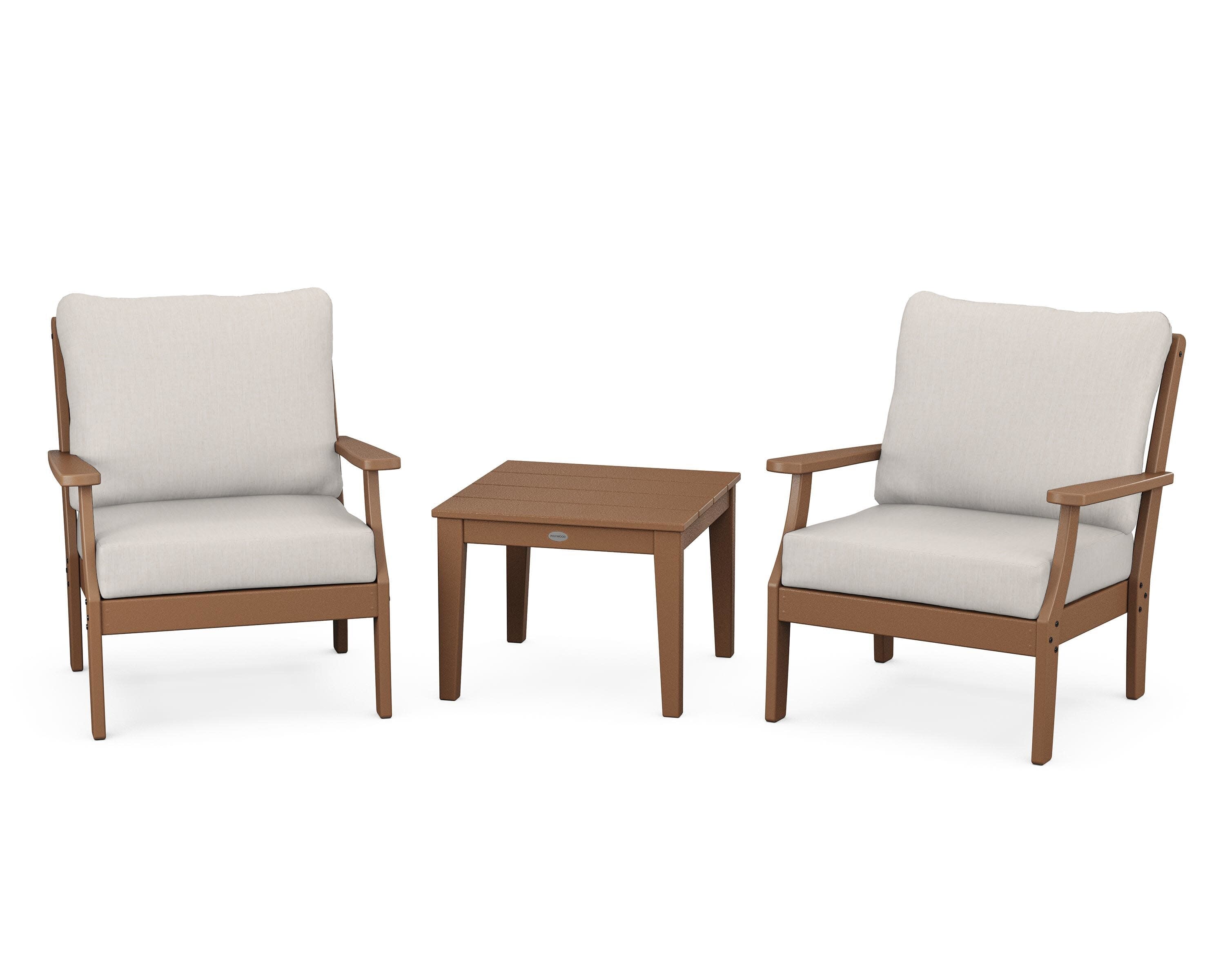 Braxton 3-Piece Deep Seating Set in Teak / Cast Ash