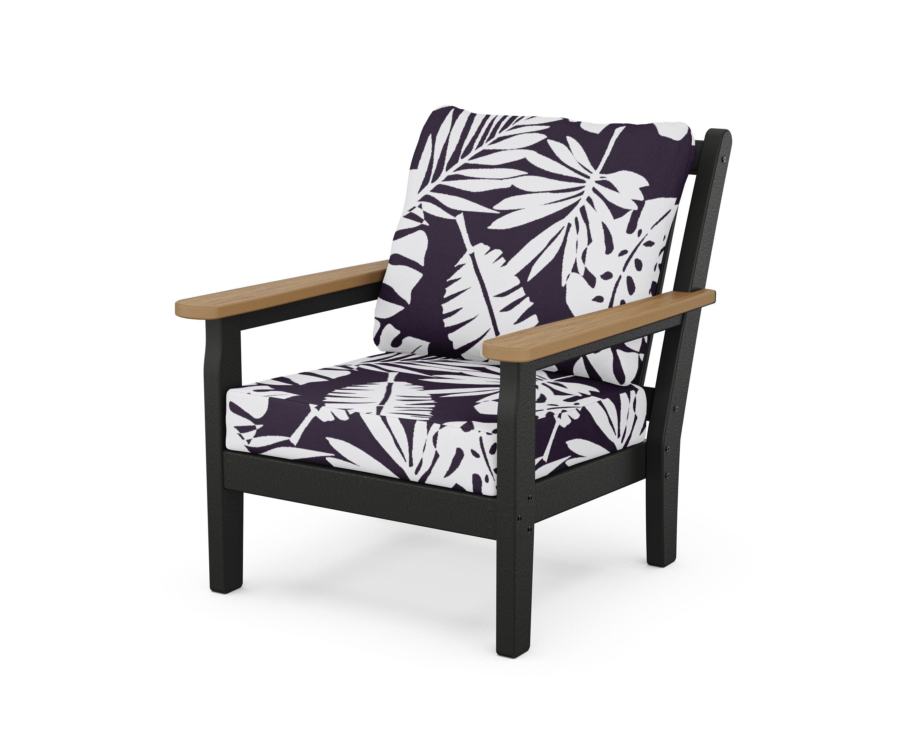Chippendale Deep Seating Chair in Black / Natural / Leaf Navy