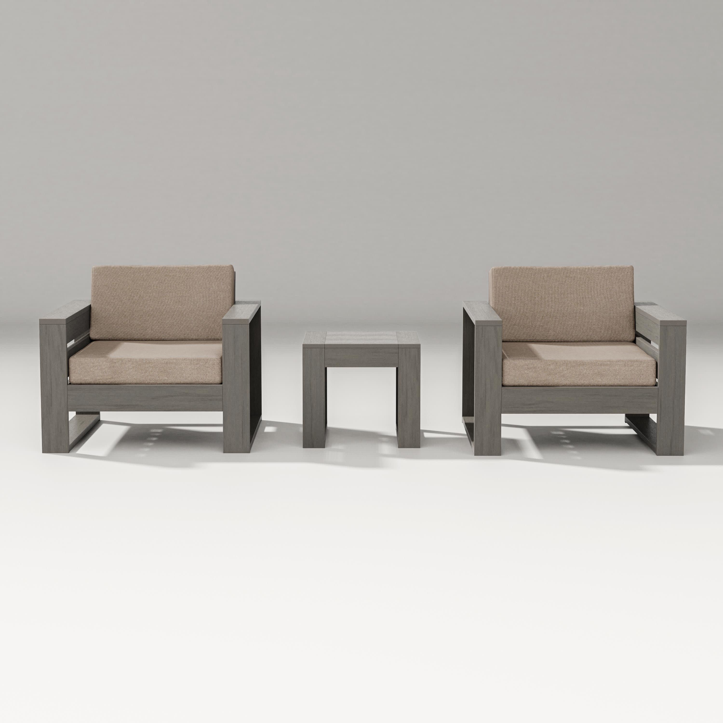 Latitude 3-Piece Lounge Chair Set in Driftwood / Spiced Burlap