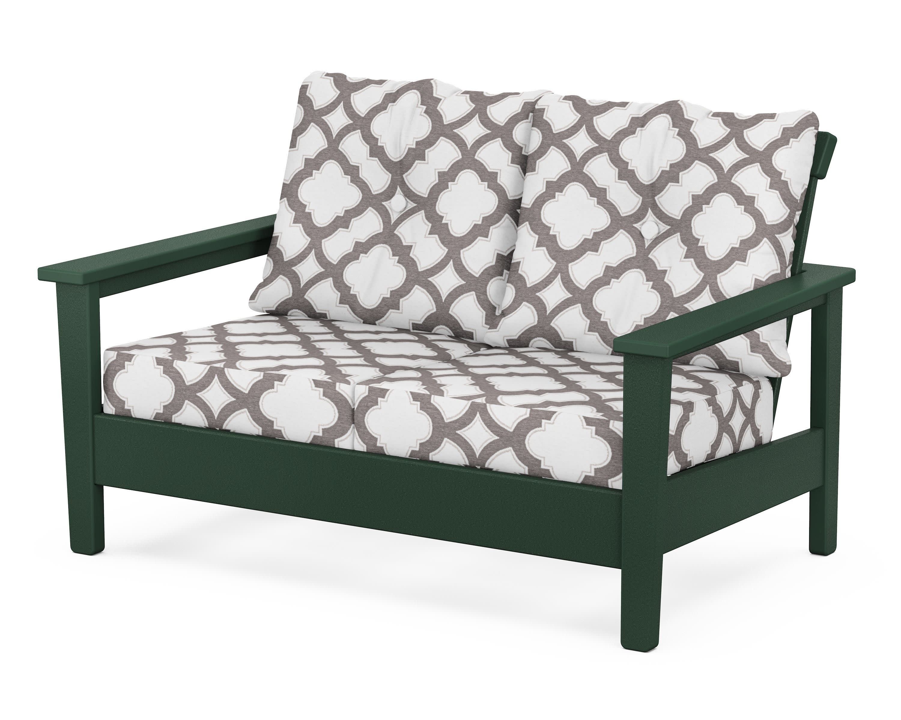 Prescott Deep Seating Loveseat in Green / Trellis Grey Mist