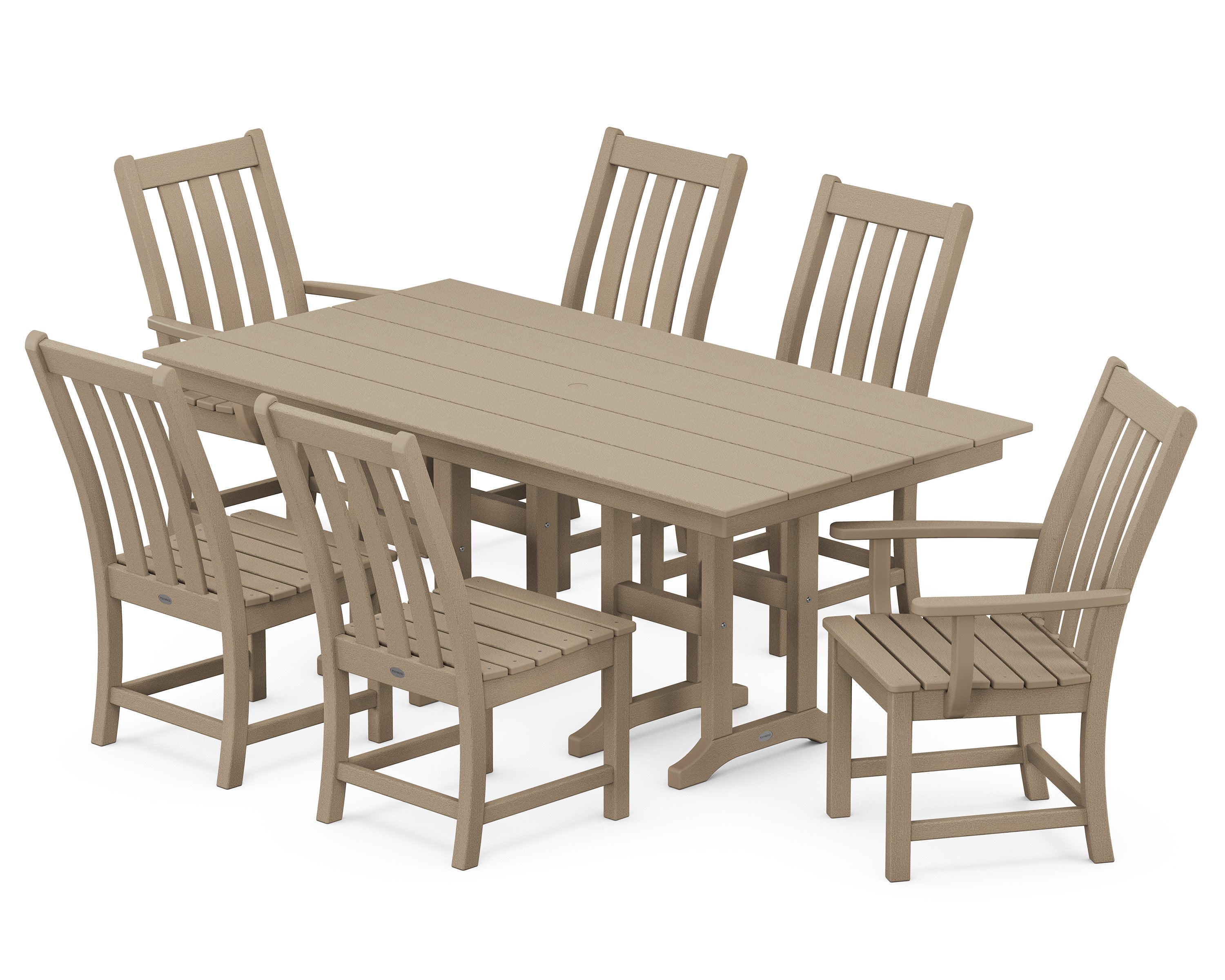 Vineyard 7-Piece Farmhouse Dining Set in Vintage Sahara