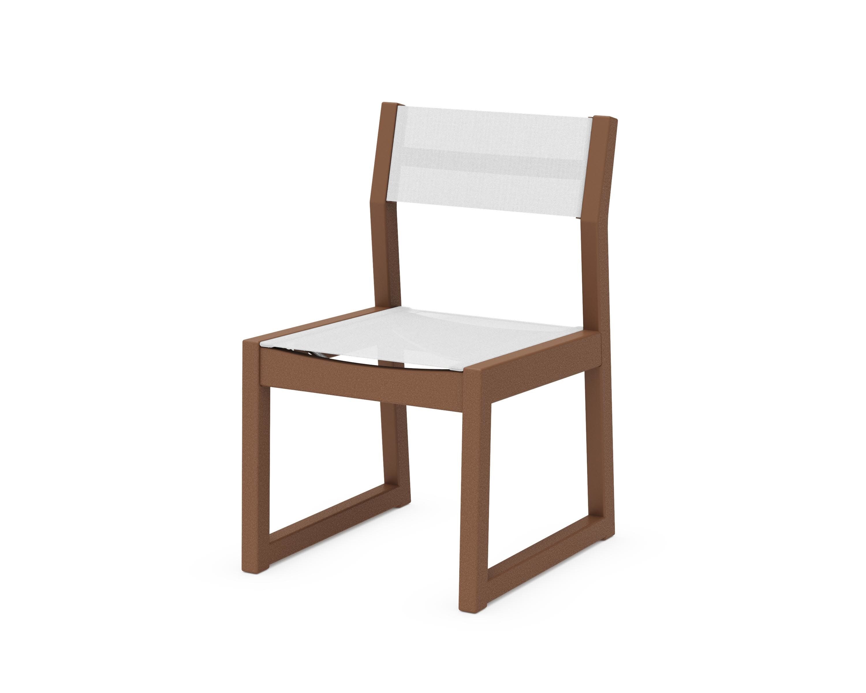 EDGE Sling Dining Side Chair in Teak / White Sling