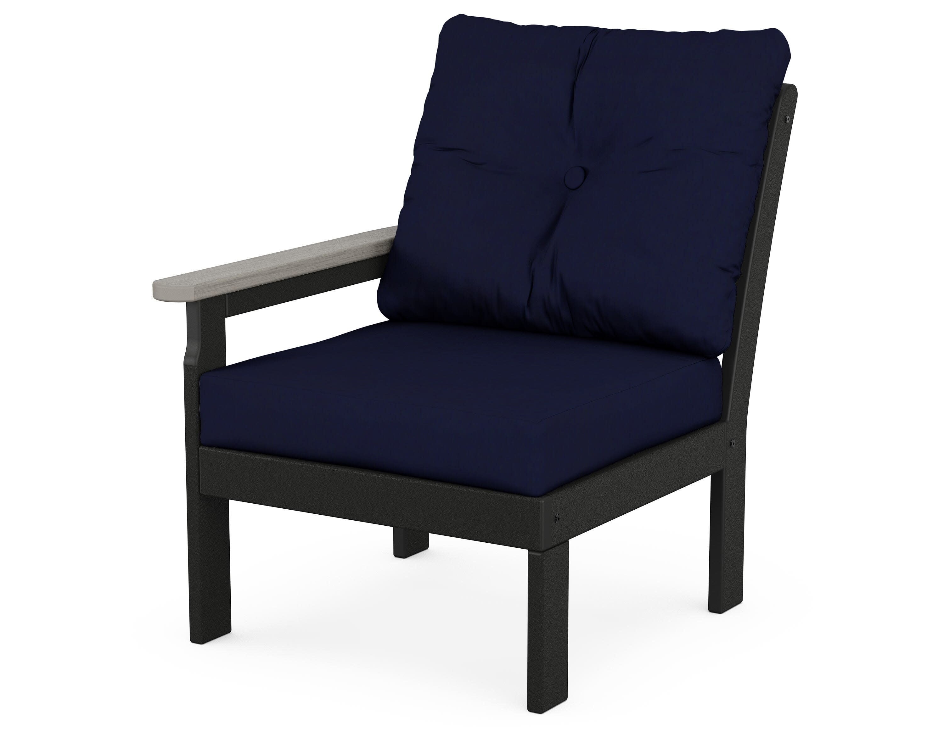 Vineyard Modular Left Arm Chair in Black / Driftwood / Navy