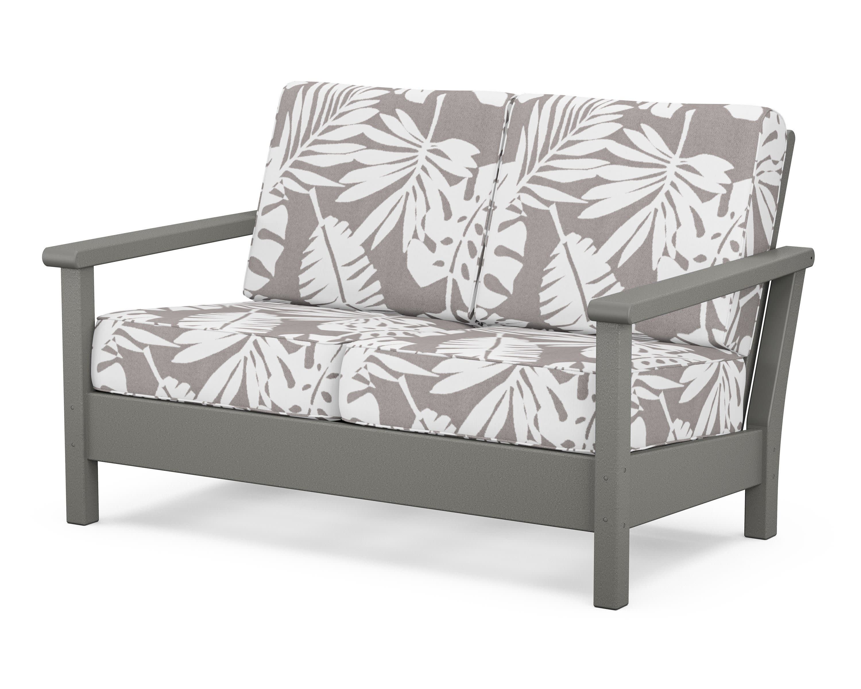 Harbour Deep Seating Loveseat in Slate Grey / Leaf Grey Mist