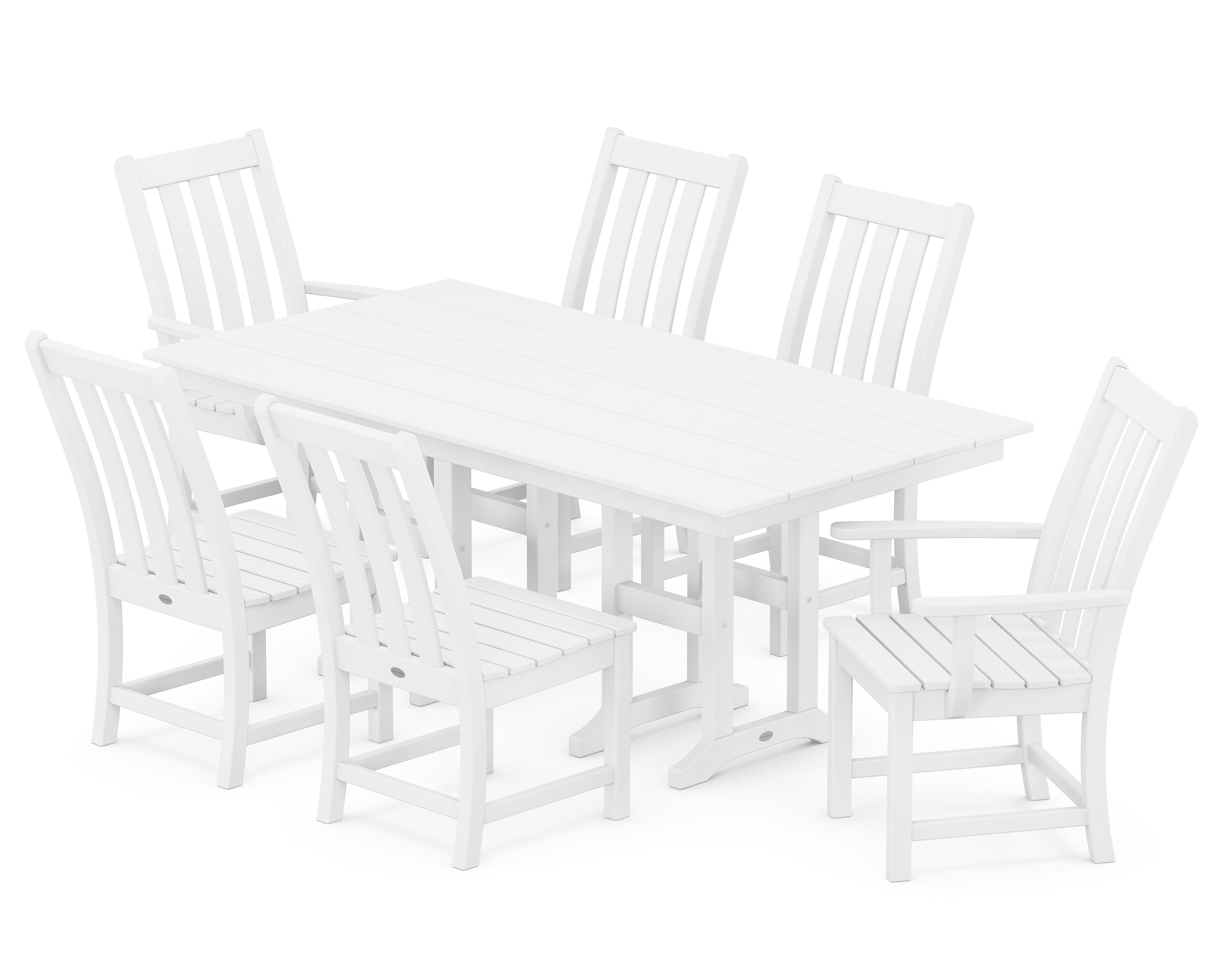 Vineyard 7-Piece Farmhouse Dining Set in White