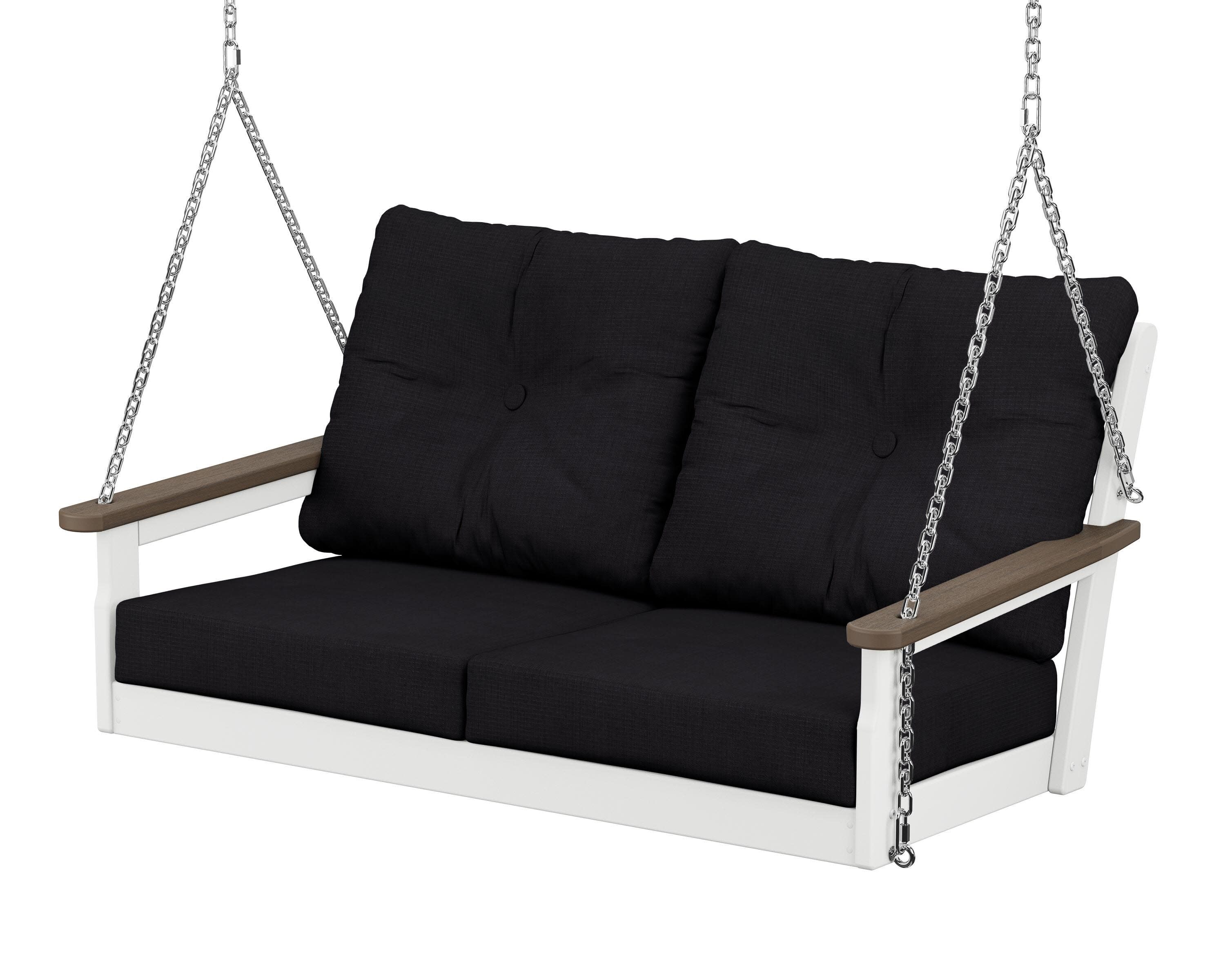 Vineyard Deep Seating Swing in White / Kona / Midnight Linen