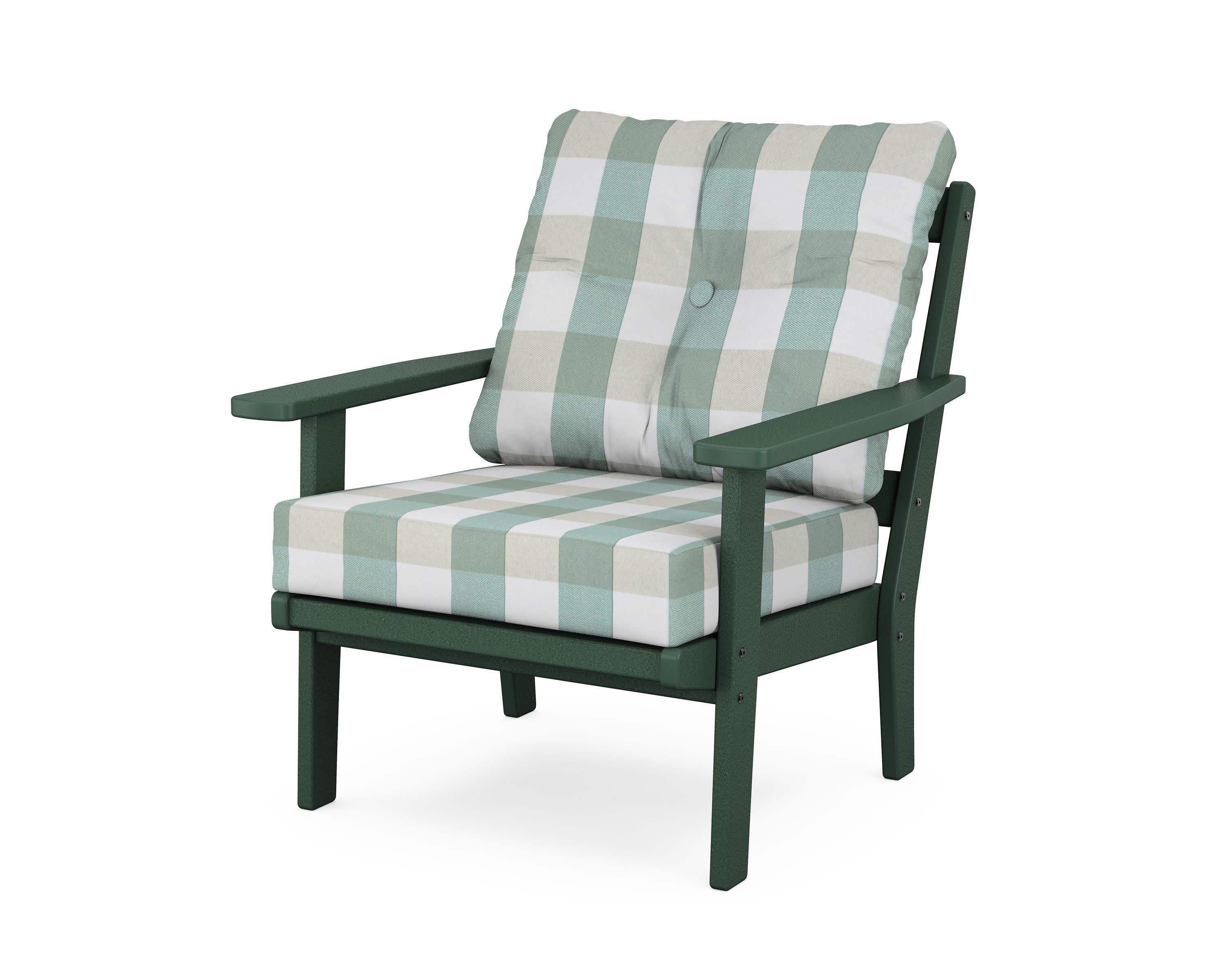 Prairie Deep Seating Chair in Green / Buffalo Plaid Glacier Spa