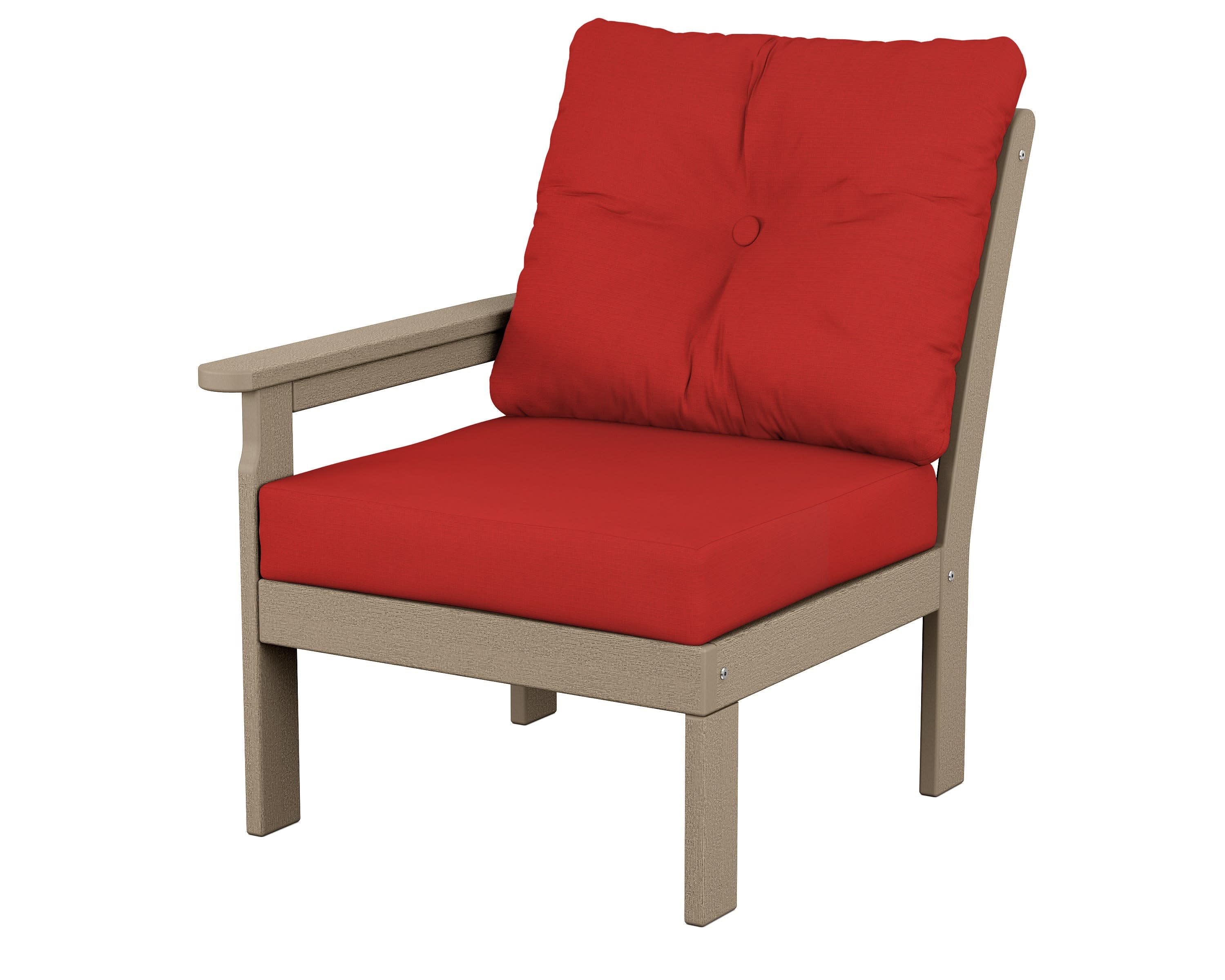 Vineyard Modular Left Arm Chair in Vintage Sahara / Crimson Linen