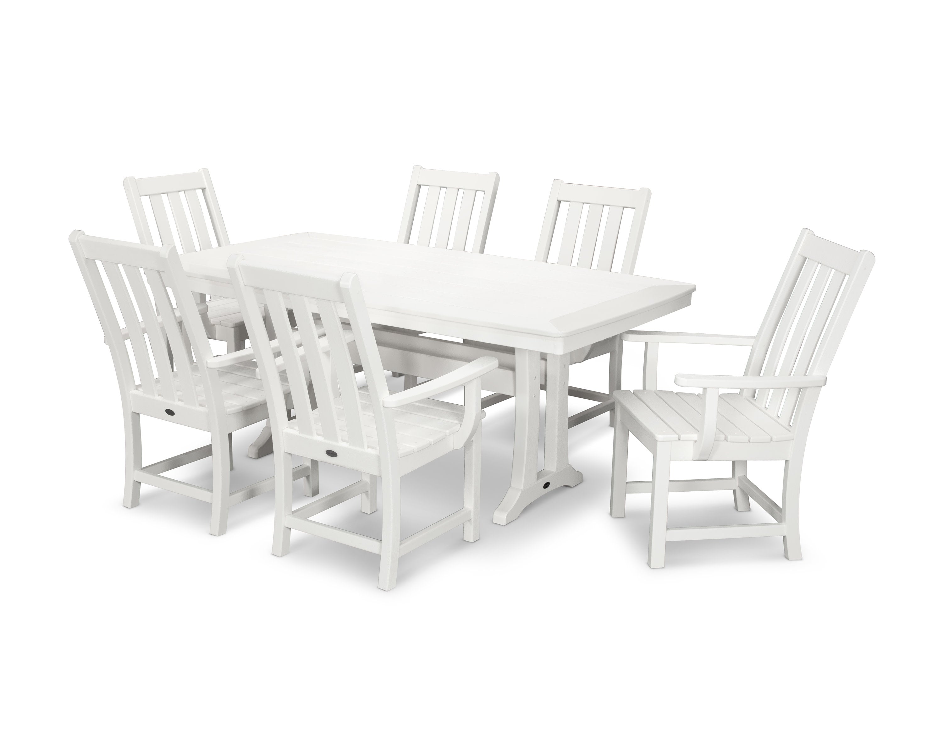 Vineyard 7-Piece Arm Chair Dining Set in White